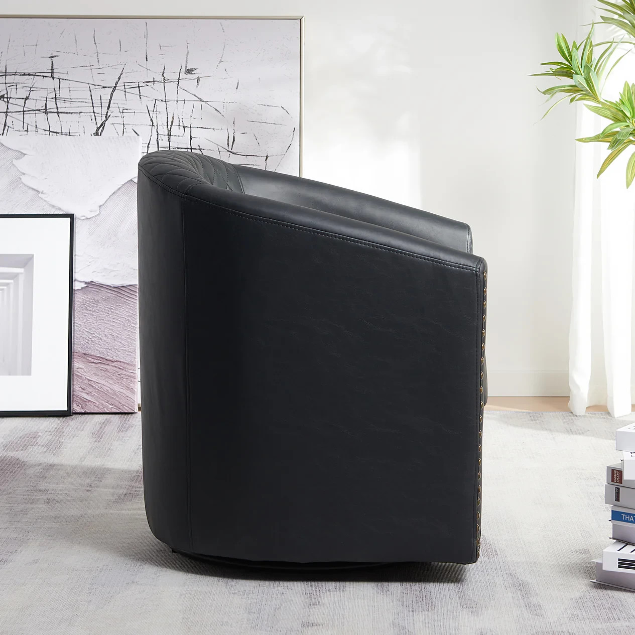 Open Box] Logan Tufted Faux Leather Swivel Club Chair (Retail price $269)