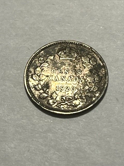 1920 Canada Silver 5 Cent F+ #9638