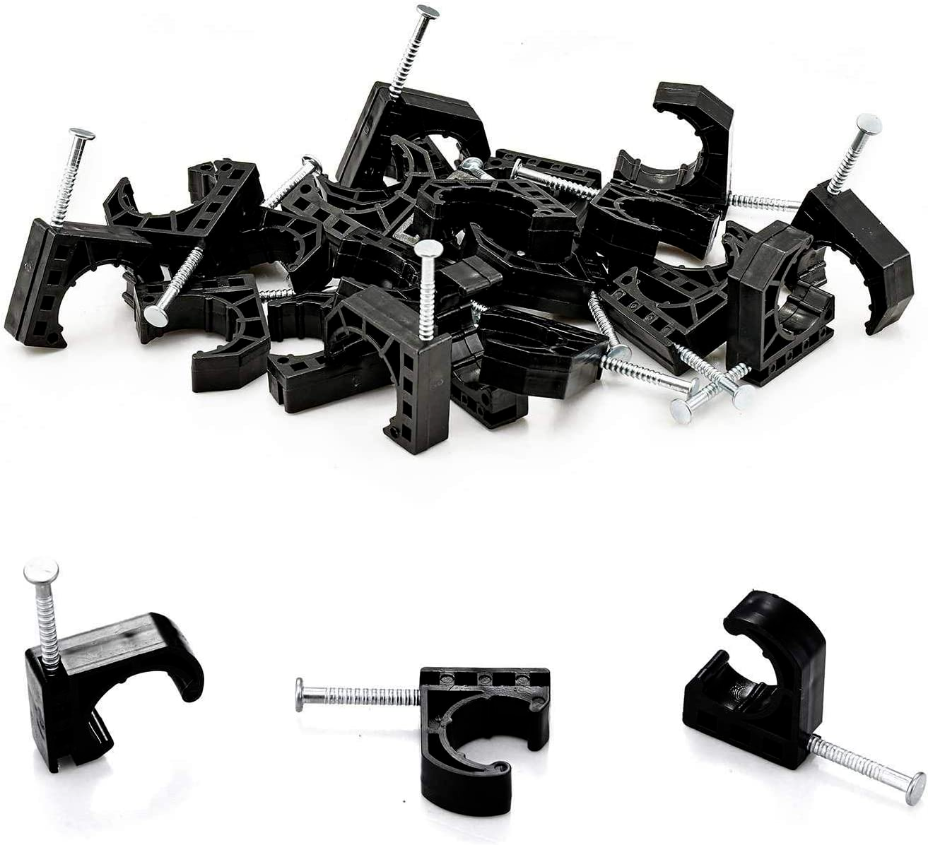 50 Pack Half Clamp J-Hook with Nail For 3/4" Pex Tubing Pipe System Support