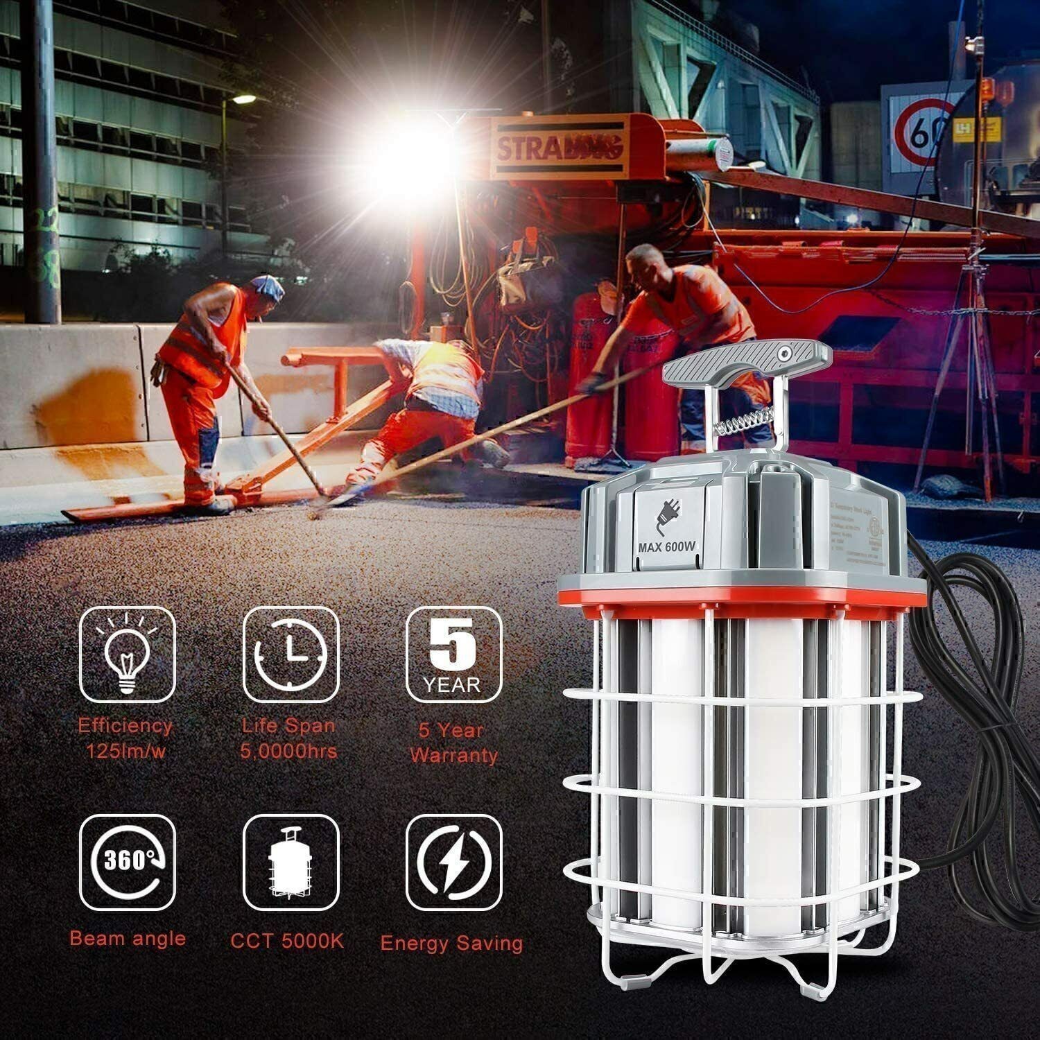 150 Watt LED Temporary Work Light Industrial Constructions Jobsite Linkable Lamp