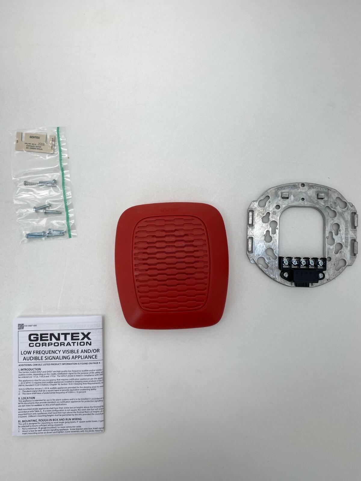 GENTEX GHLFR - Low Frequency Horn, Temporal 3 Sounder, RED