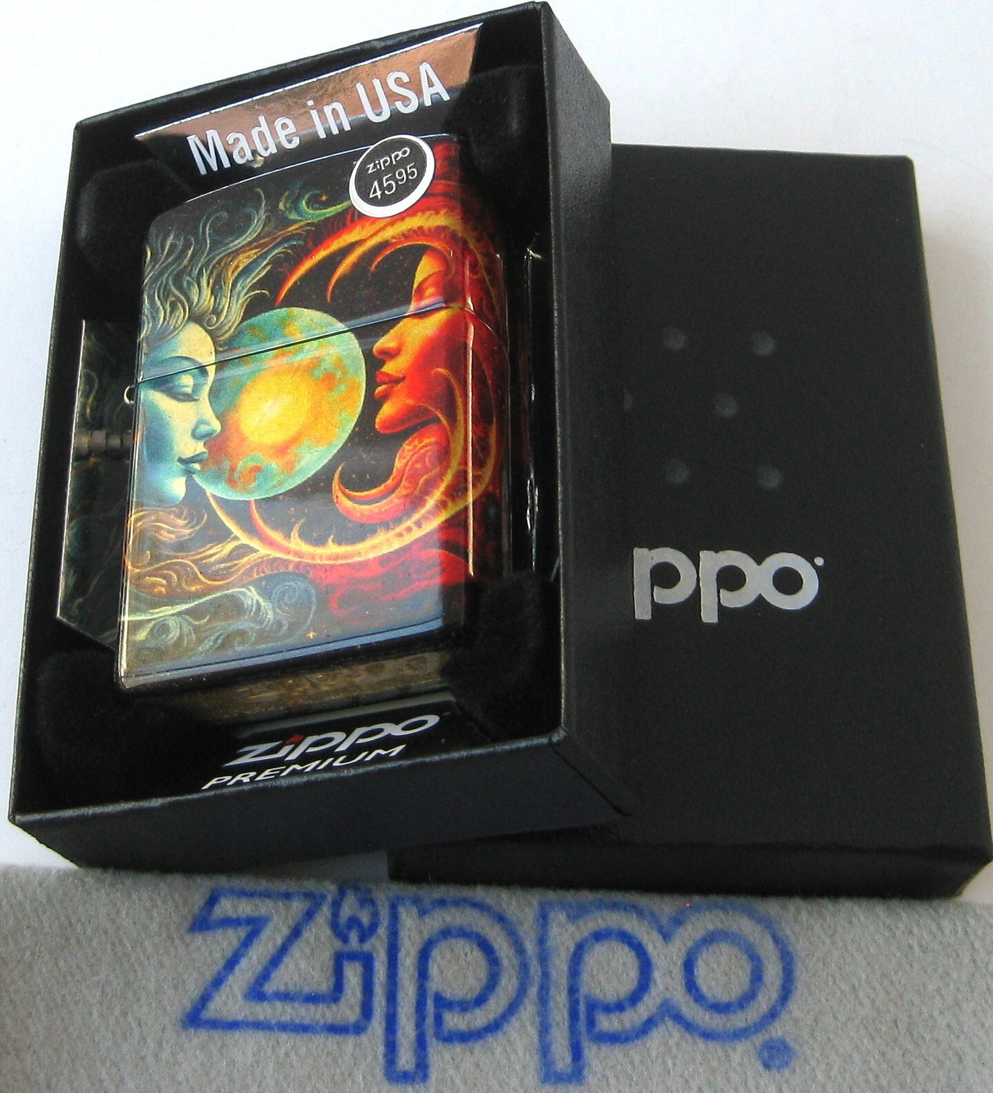ZIPPO 540 DESIGN Lighter SPIRITUAL SUN & MOON  46563 TUMBLED  BRASS  Fusion NEW