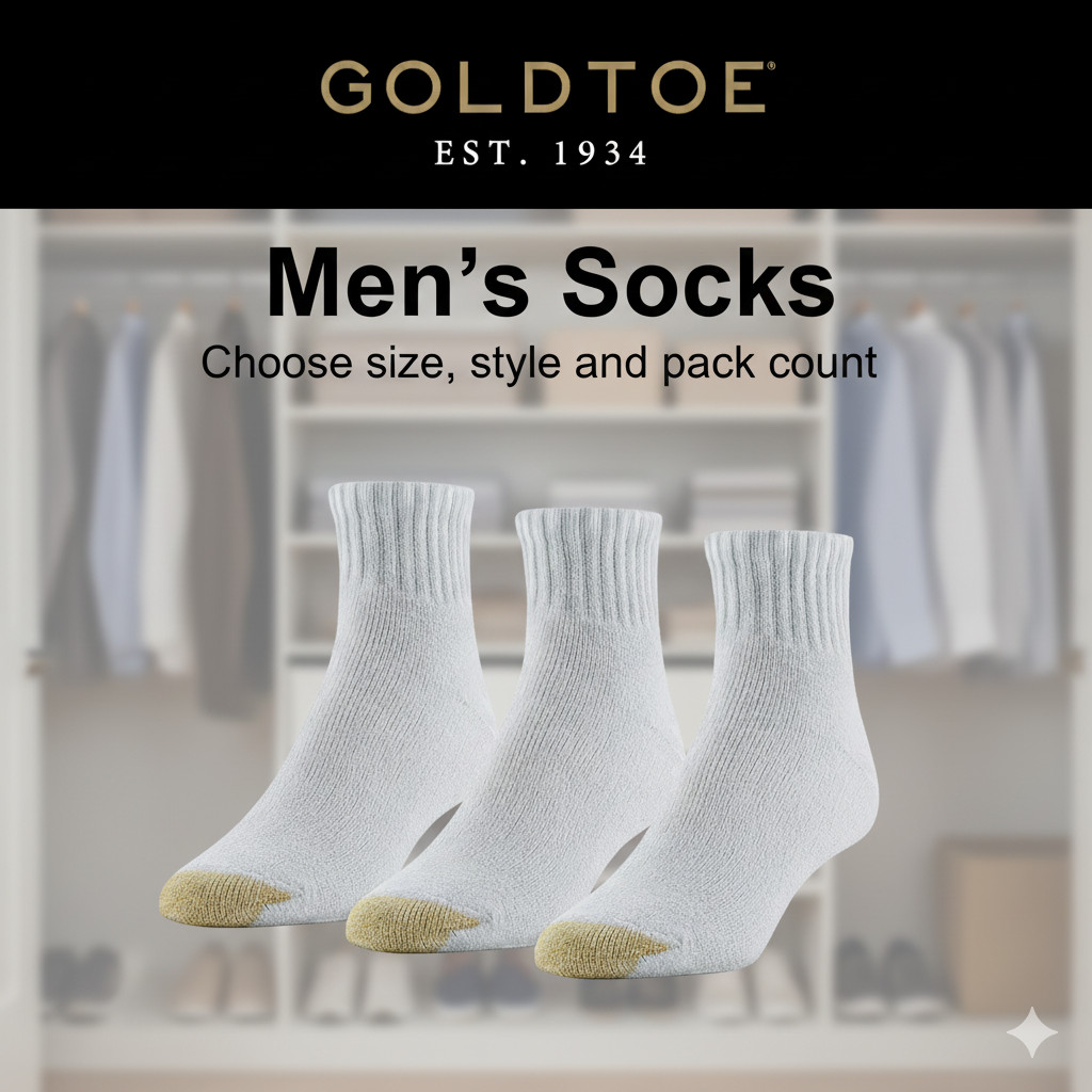 Gold Toe Men's Socks Choose Size, Style Color | Crew, Quarter, No Show, Fashion