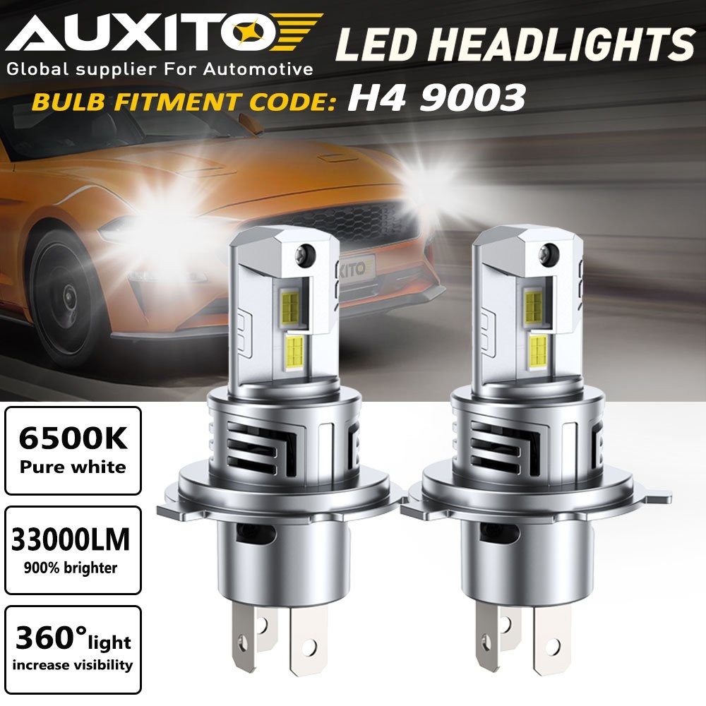 AUXITO H4 9003 16-LED Headlight Bulbs 120W High Low Beam Super Bright M6S Series