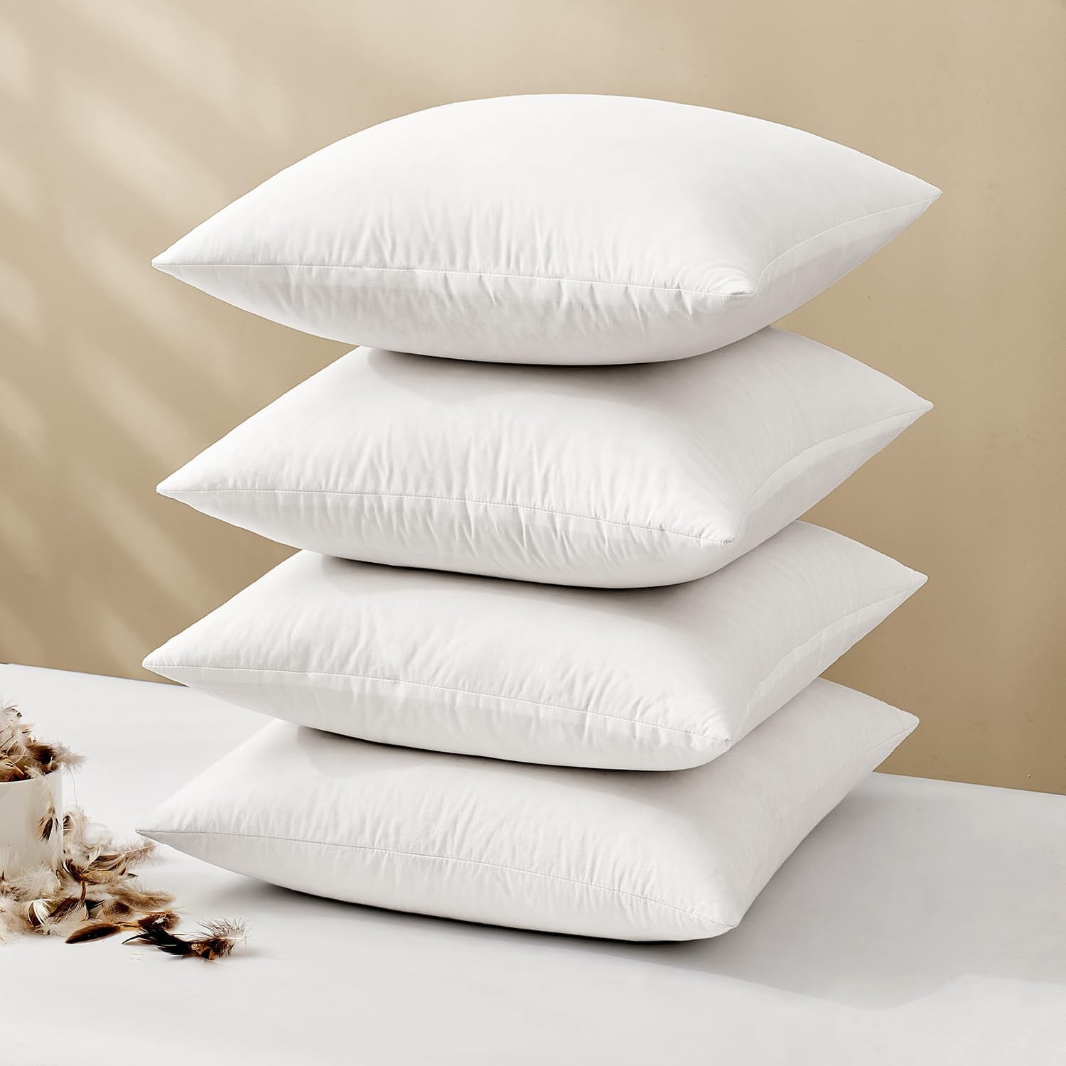 Pillow Inserts 18X18 (Pack of 4,White), down Feather Throw Pillow Inserts, Pr...