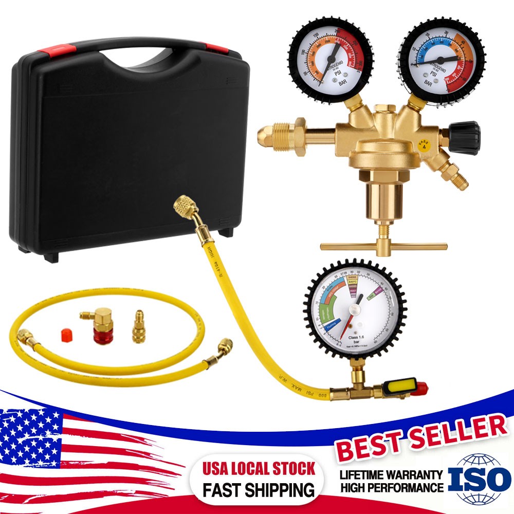 53010 Automotive HVAC Pressure Tester Kit with Nitrogen Regulator & Adapters USA