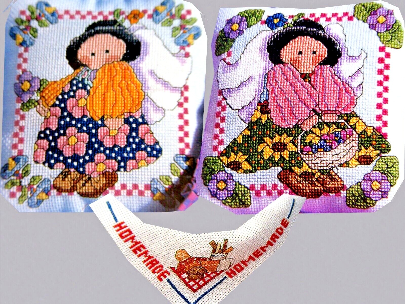Flower Garden Angels Basket Homemade Foods Corner Border CROSS STITCH PATTERNS