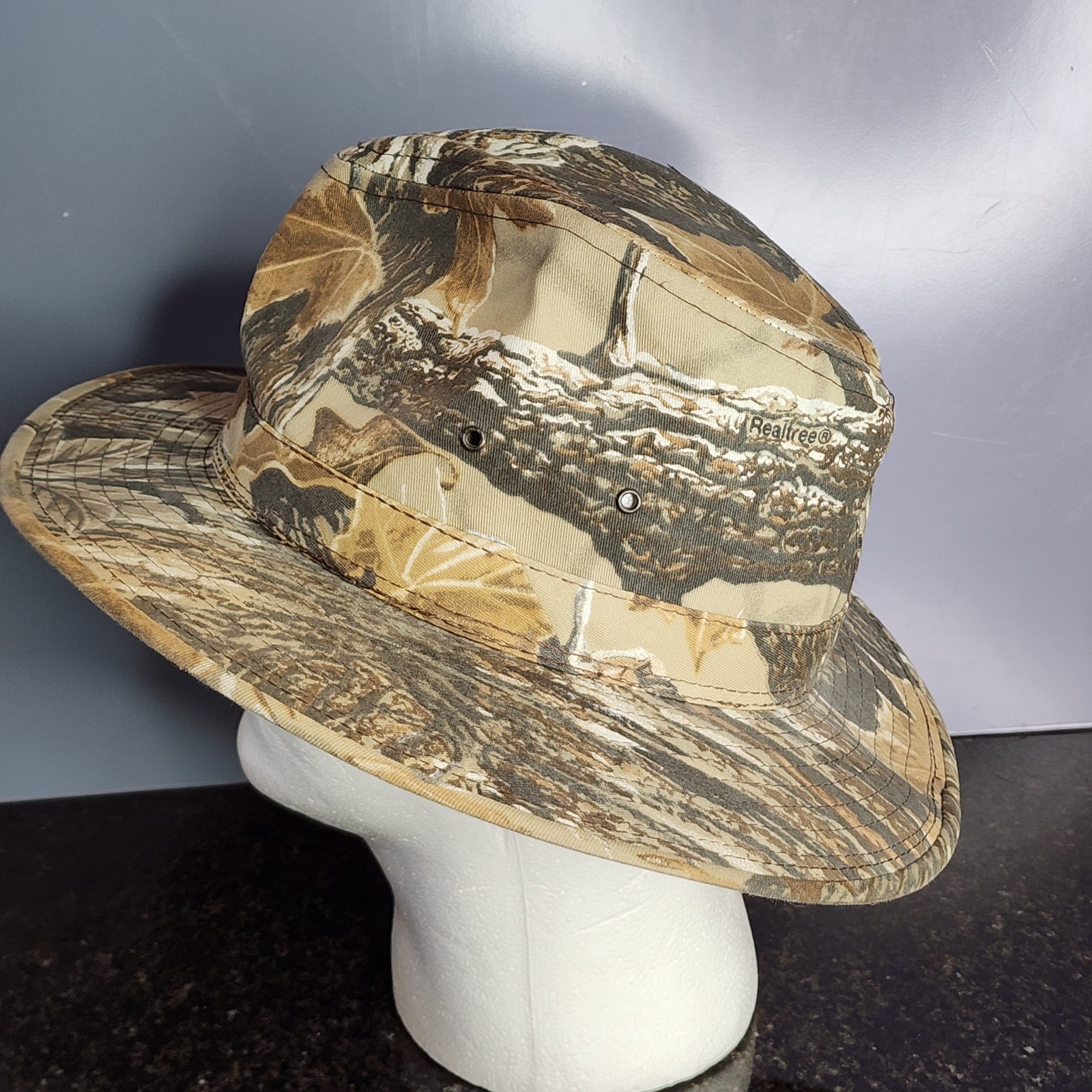 Vintage Realtree Advantage Camo Fedora Hat Safari Outback Hunting Mens Large USA