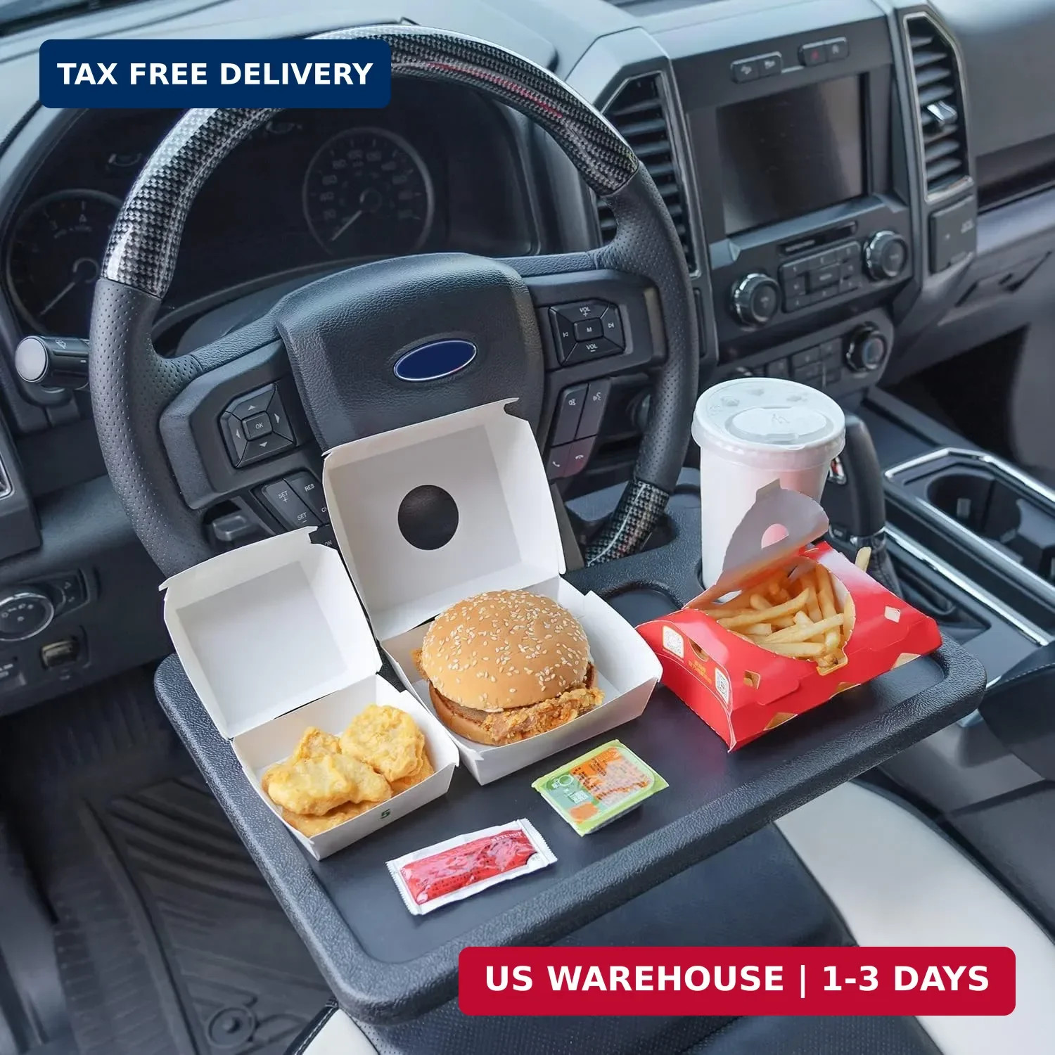 2 in 1 Automotive Car Steering Wheel Tray for Ford F150 F250 F350 Transit Ranger