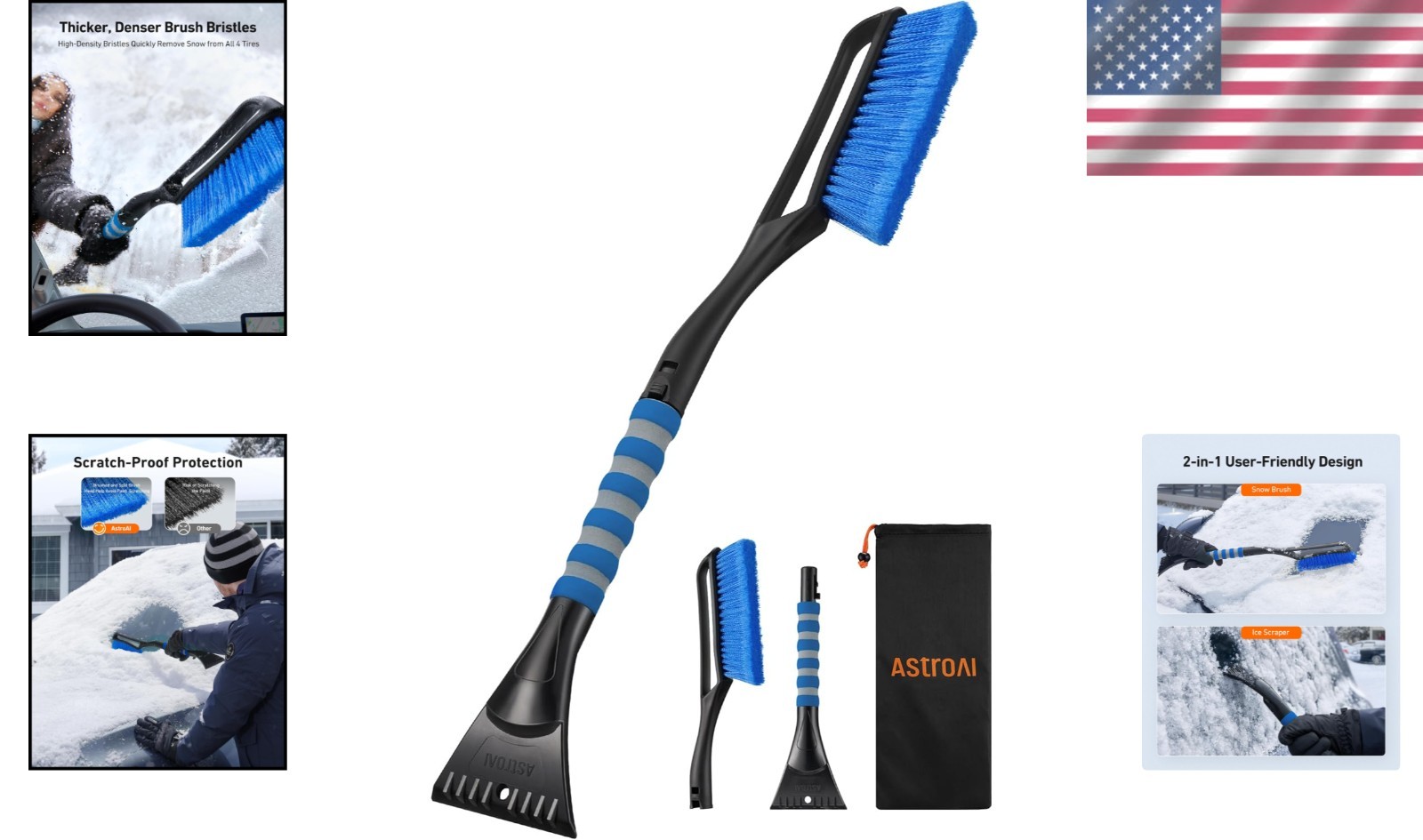 27" Snow Brush and Ice Scraper in Blue