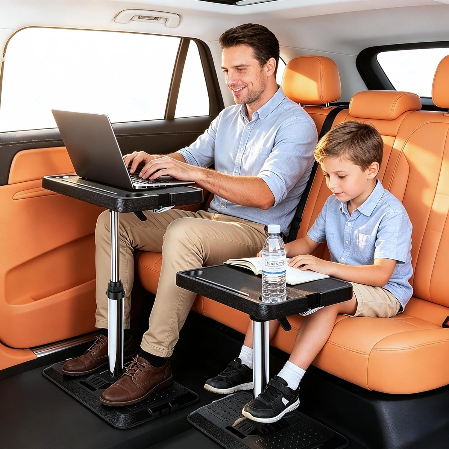 Car Desk for Laptop, Portable Car Table Tray for Front/Rear Passenger Seat, Heig