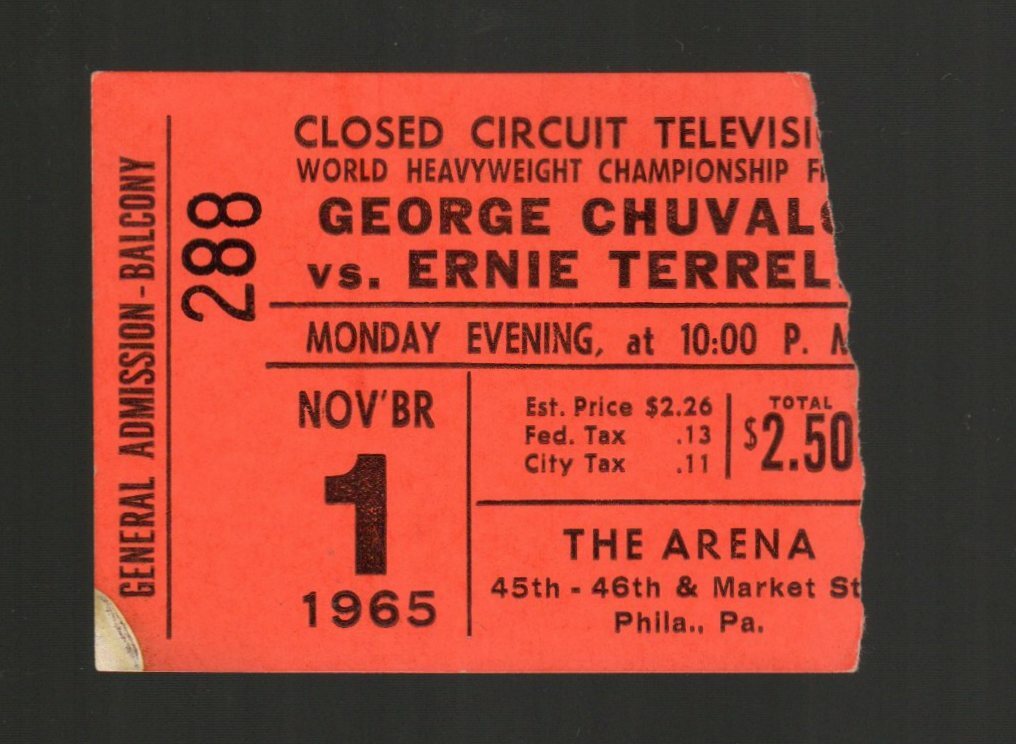 1965 George Chuvalo Ernie Terrell CC Ticket Stub WBA Heavyweight Championship