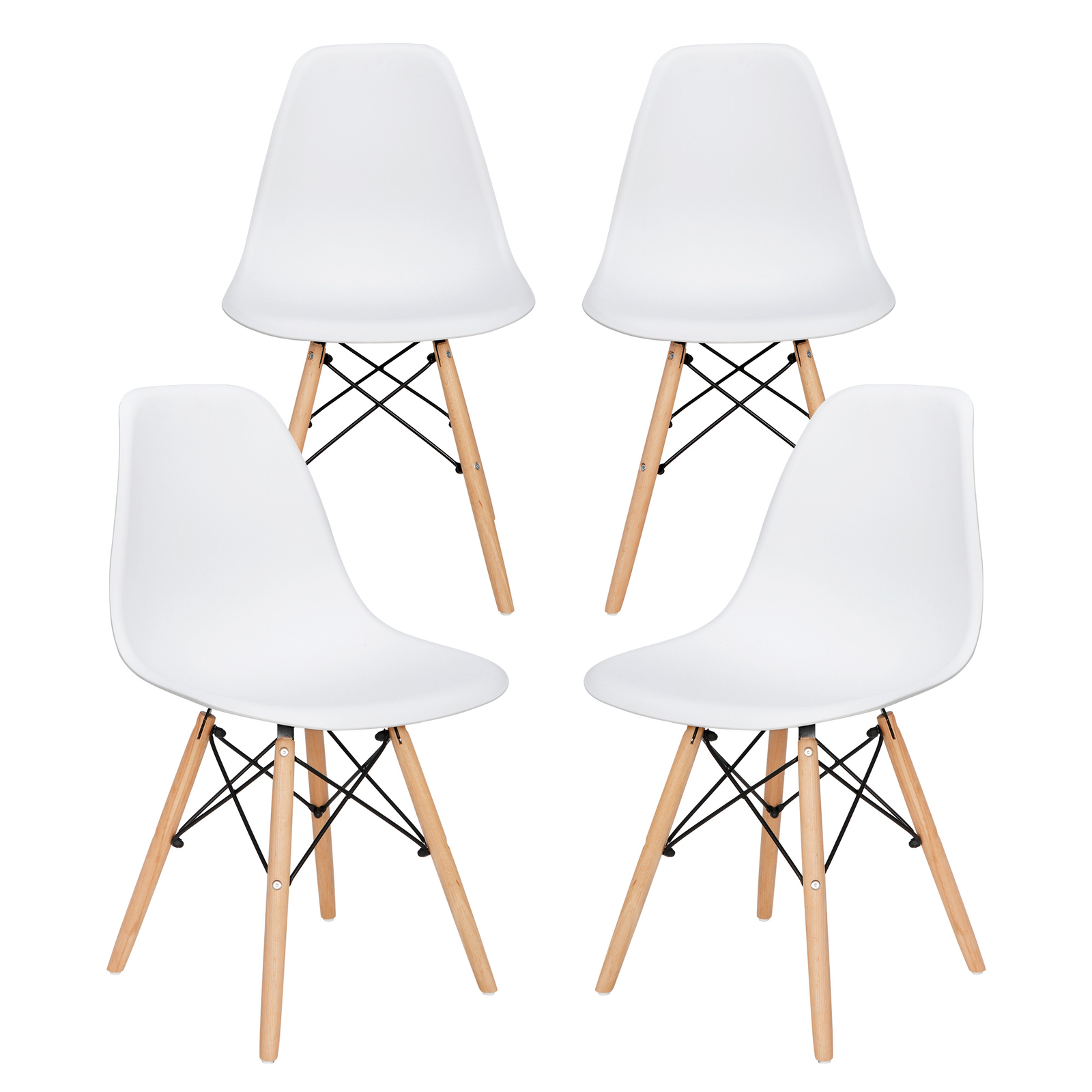 4 Pack Dining Chair Mid Century DSW Chair Shell Lounge Plastic Chair for Kitchen