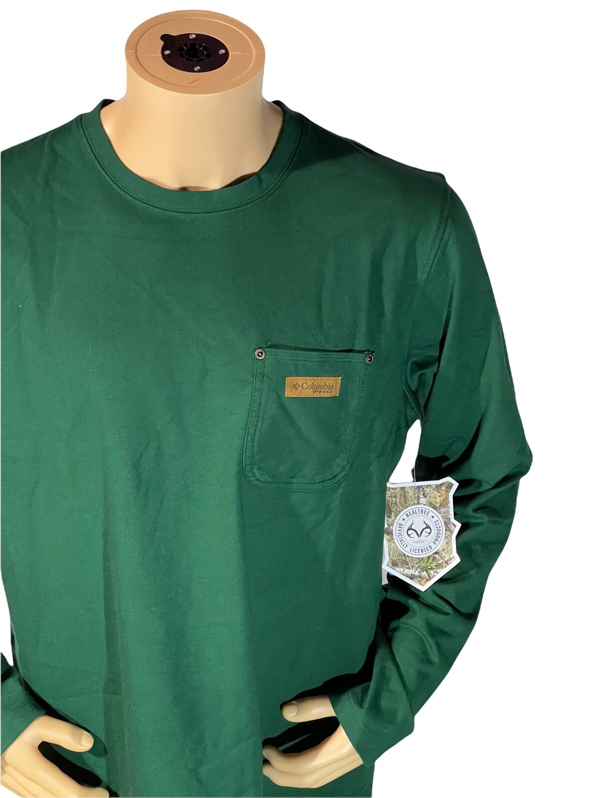 Columbia Roughtail Work LS Pocket Tee size Large Green Mens New
