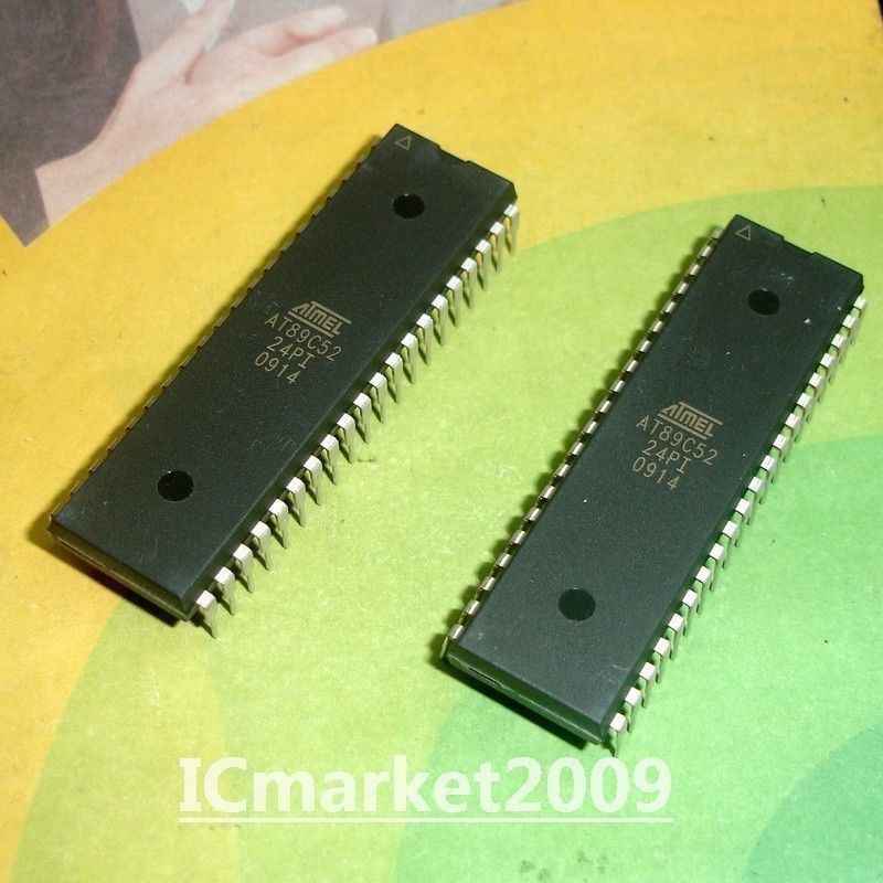 10 PCS AT89C52-24PI DIP-40 AT89C52 8-Bit Microcontroller with 8K Bytes Flash