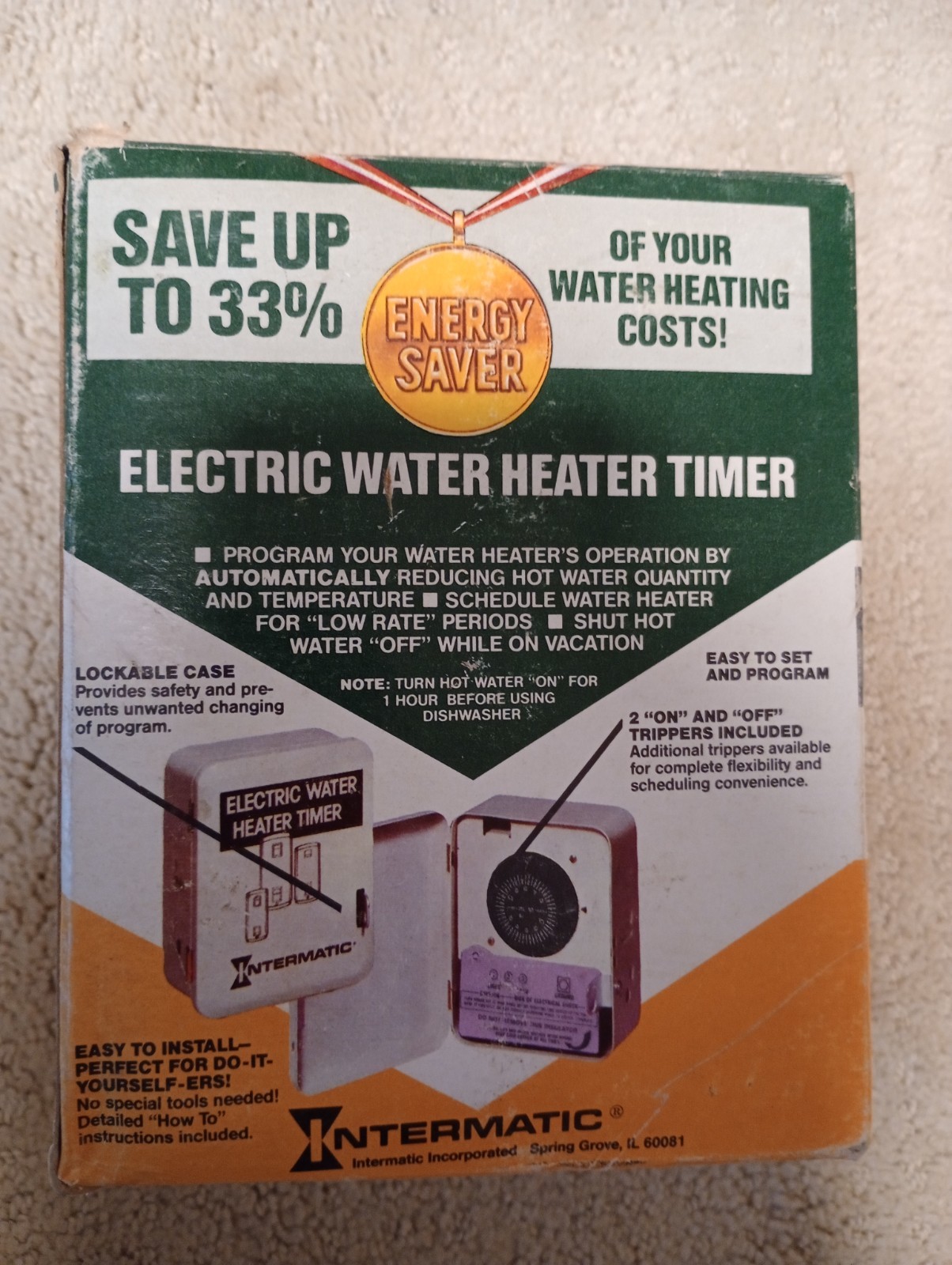 Intermatic WH142 Indoor Electric Water Heater Timer 25 amps 208/250 Volts Ivory