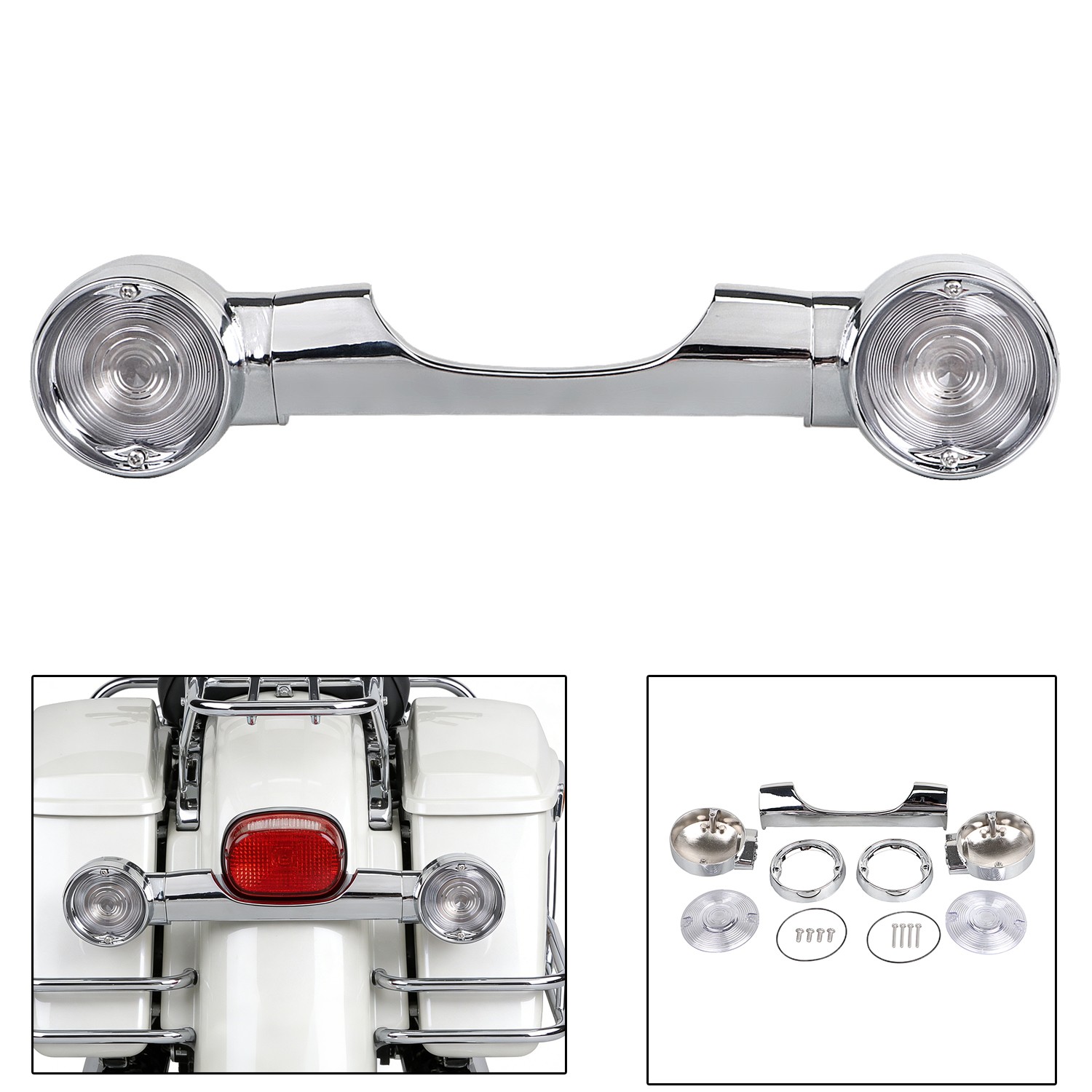 8.25" Rear Turn Signal Bar Clear Lens Fit For Harley Tour Glide Heritage Softail