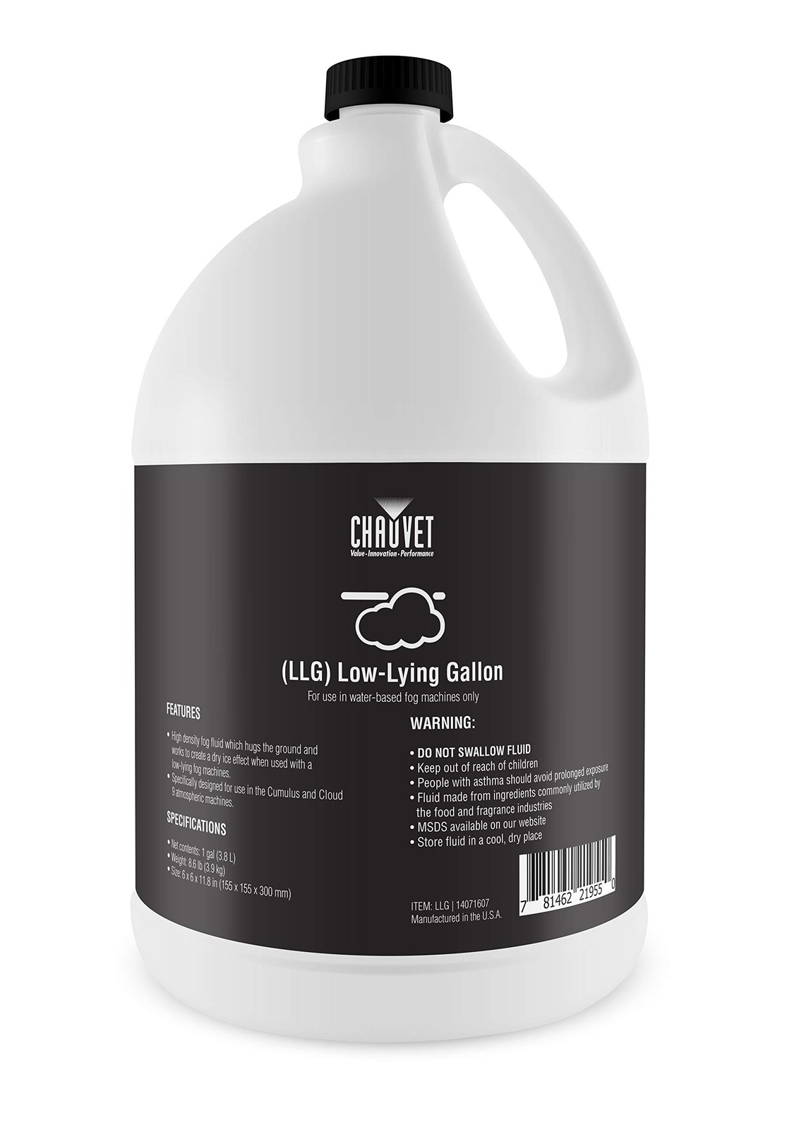 Chauvet LLG Water-Based Thick Low Lying Fog Fluid Juice For Cumulus Fog Machine