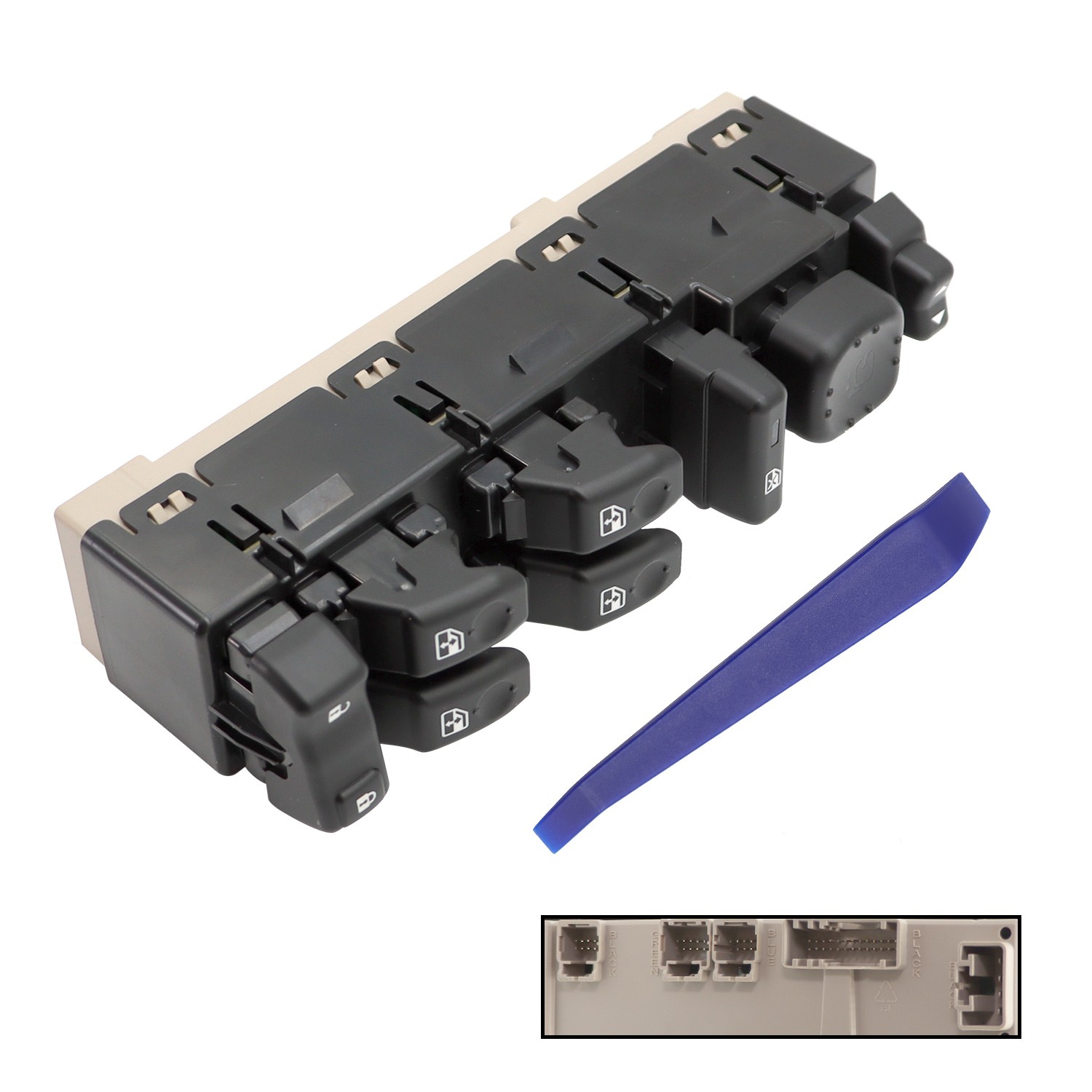 15883320 Power Window Switch Front Driver Left Side Black For GM Chevy Silverado