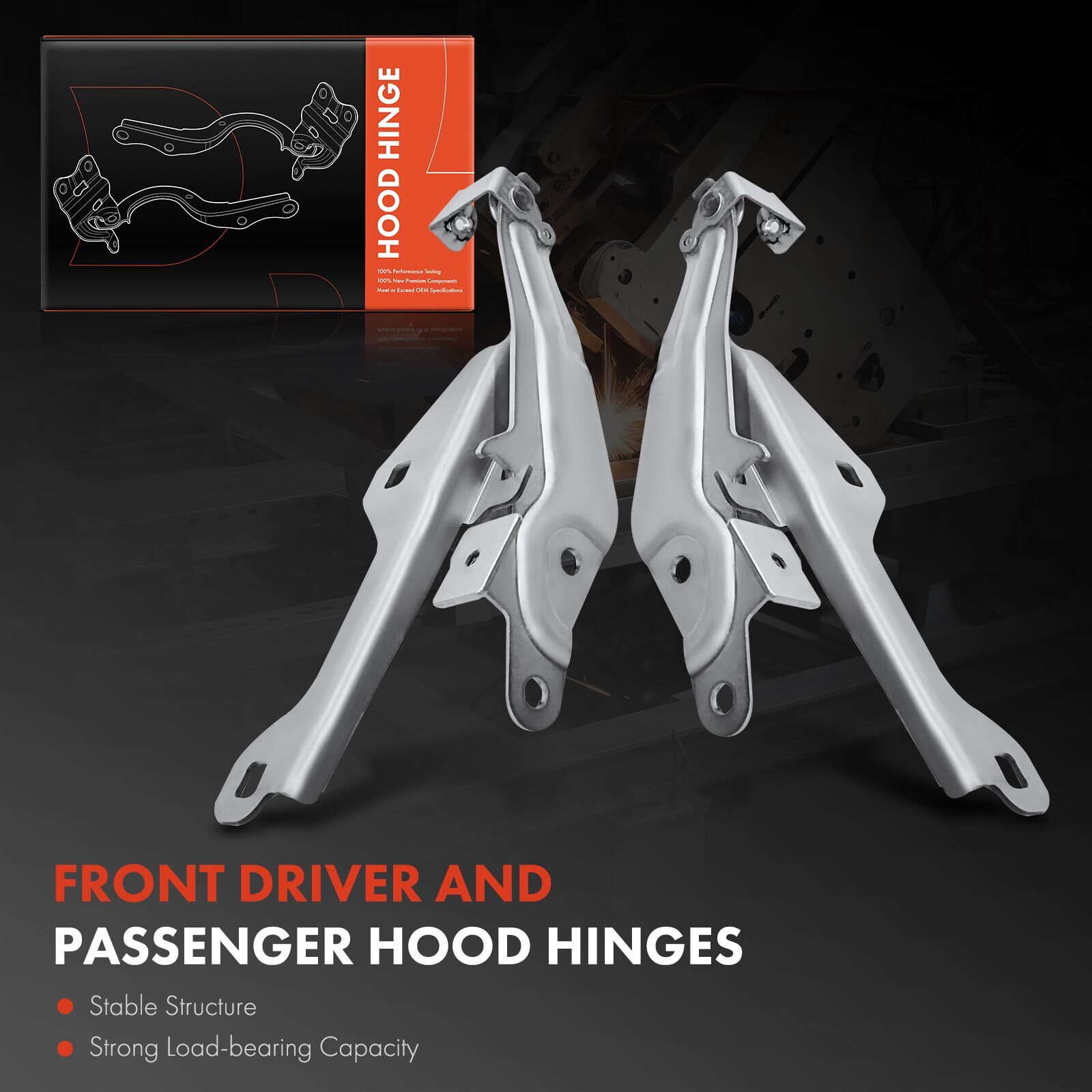 2Pcs Front Driver & Passenger Side Hood Hinge for Ford Mustang 2015 2016 2017
