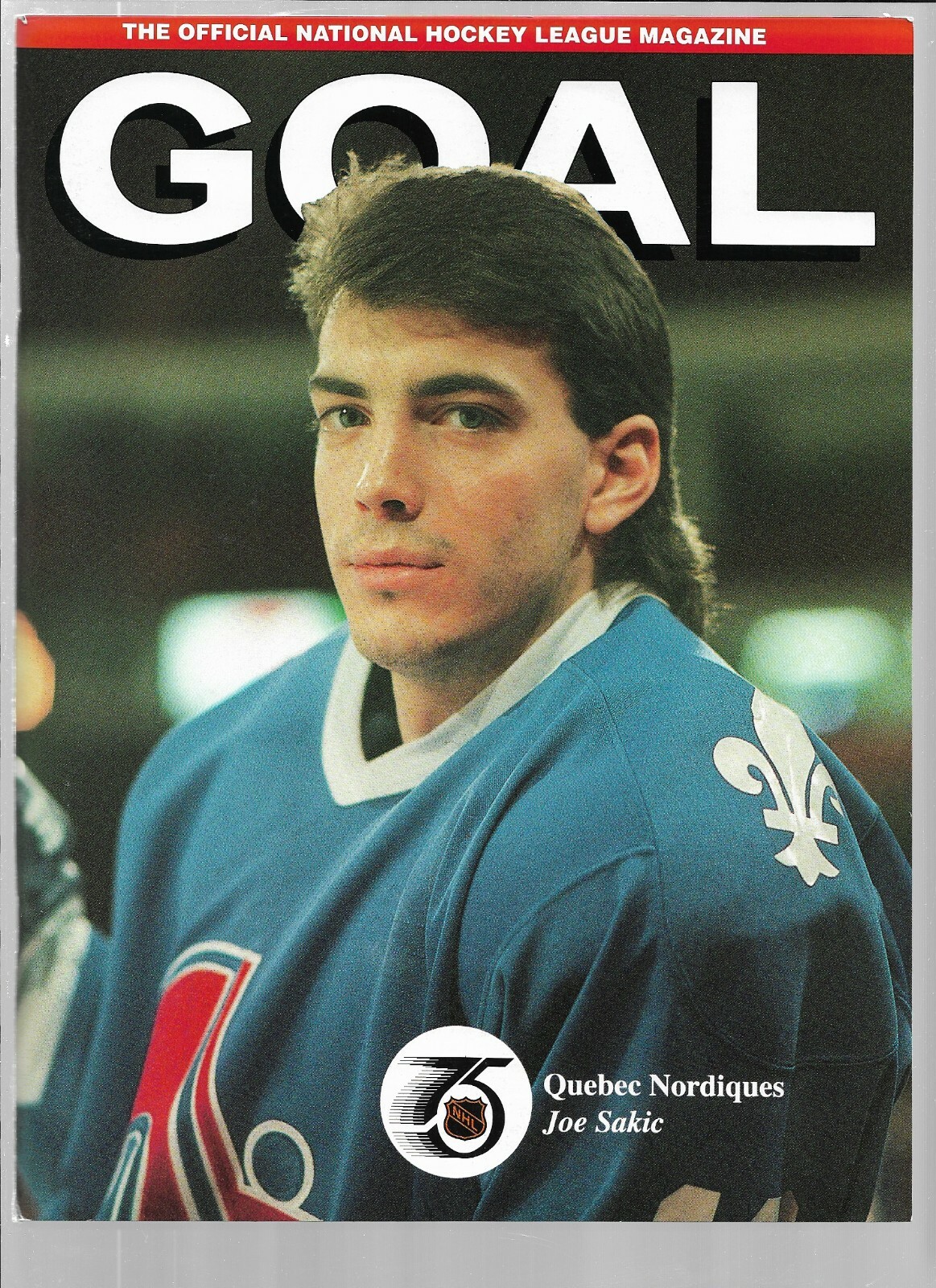 February 22, 1992 Whalers vs Nordiques Hockey Goal Program---Joe Sakic  EX