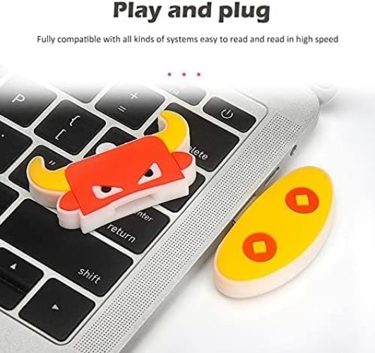 USB Flash Drive 32GB Cute Bull Pattern USB Drive Thumb Drives USB 2.0 Memory ...