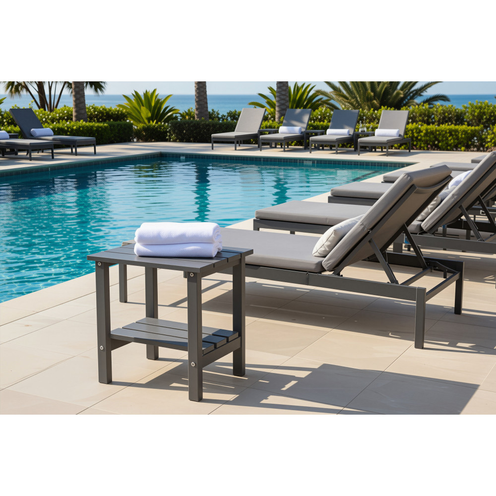 Adirondack Square Outdoor Side Table HDPE Grey