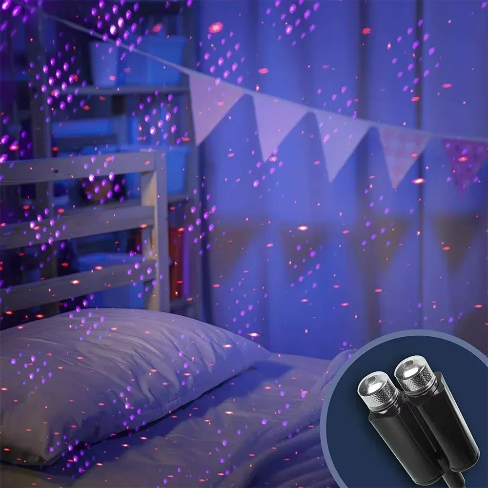 USB Dual Head Starry Sky LED Projector Galaxy Car Ceiling Light