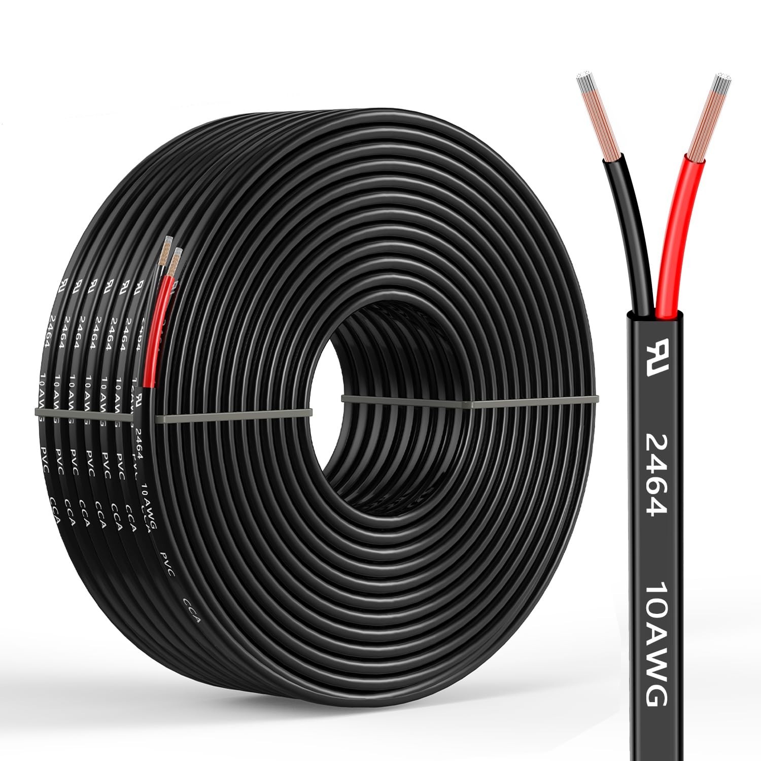 10 Gauge 2 Conductors 50FT Electrical Wire, Flexible Low Voltage PVC Copper C...