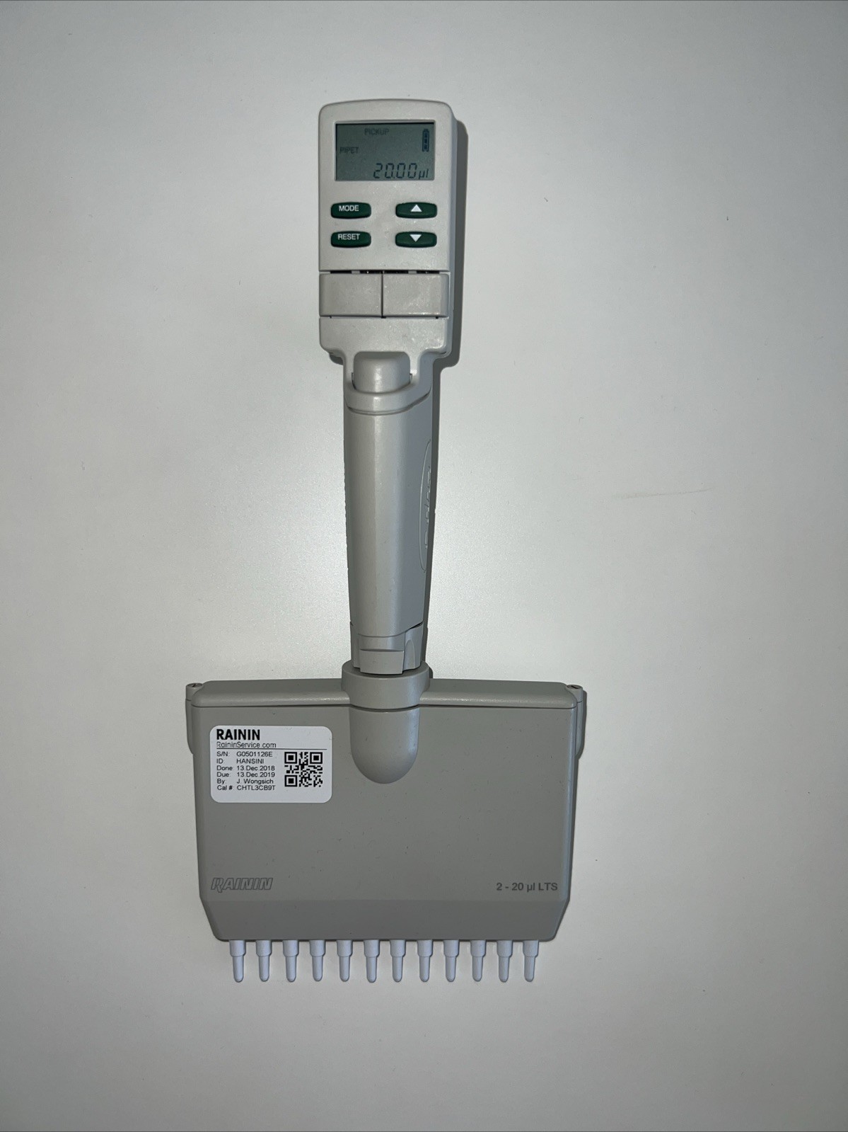 Rainin edp3-Plus 2-20 uL LTS 12-Channel Electronic Multi-Channel Pipette
