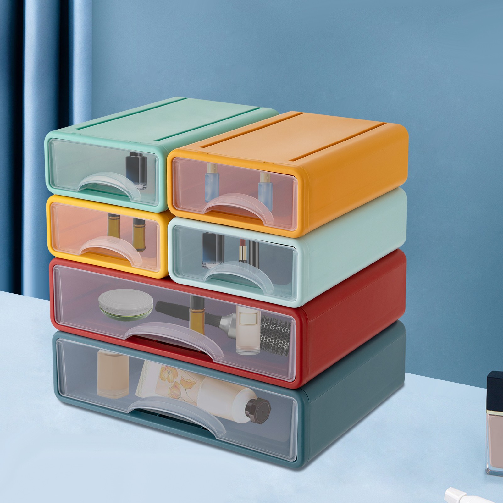 6-Drawer Desktop Organizer - Stackable, Stylish & Space-Saving Solution