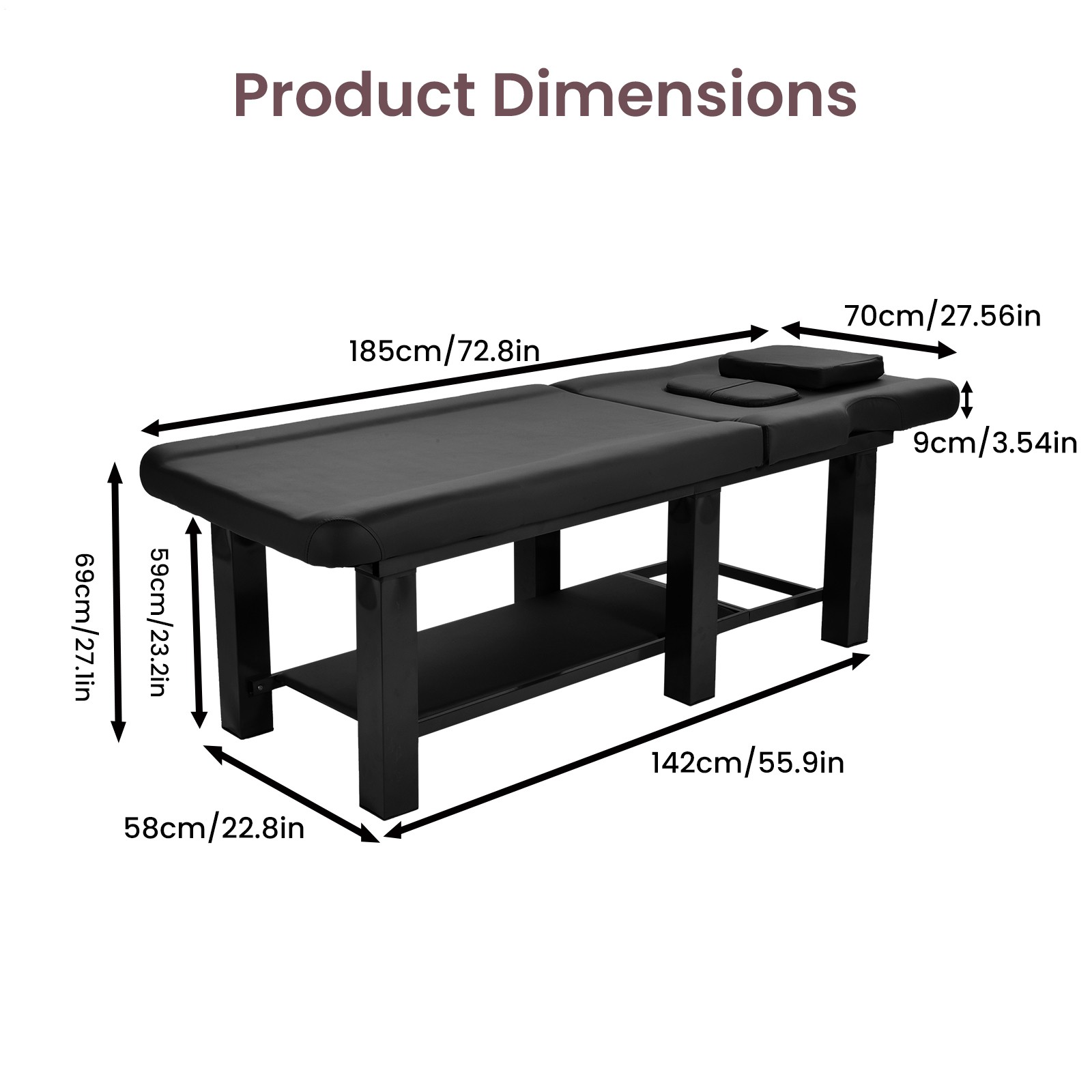 Professional Stationary Massage Table with Headrest
