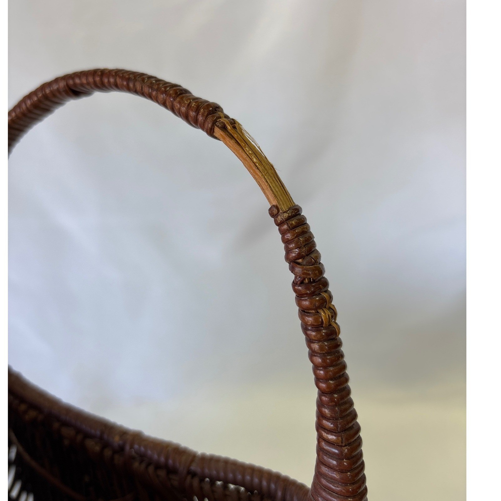 Vintage Wicker Rooster Basket Woven Rattan Chicken Farmhouse Decor Brown