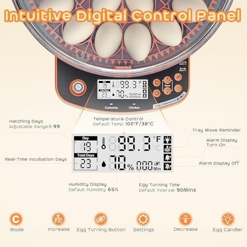 Incubators for Hatching Eggs, Egg Incubator with Automatic Egg Turning and Humid