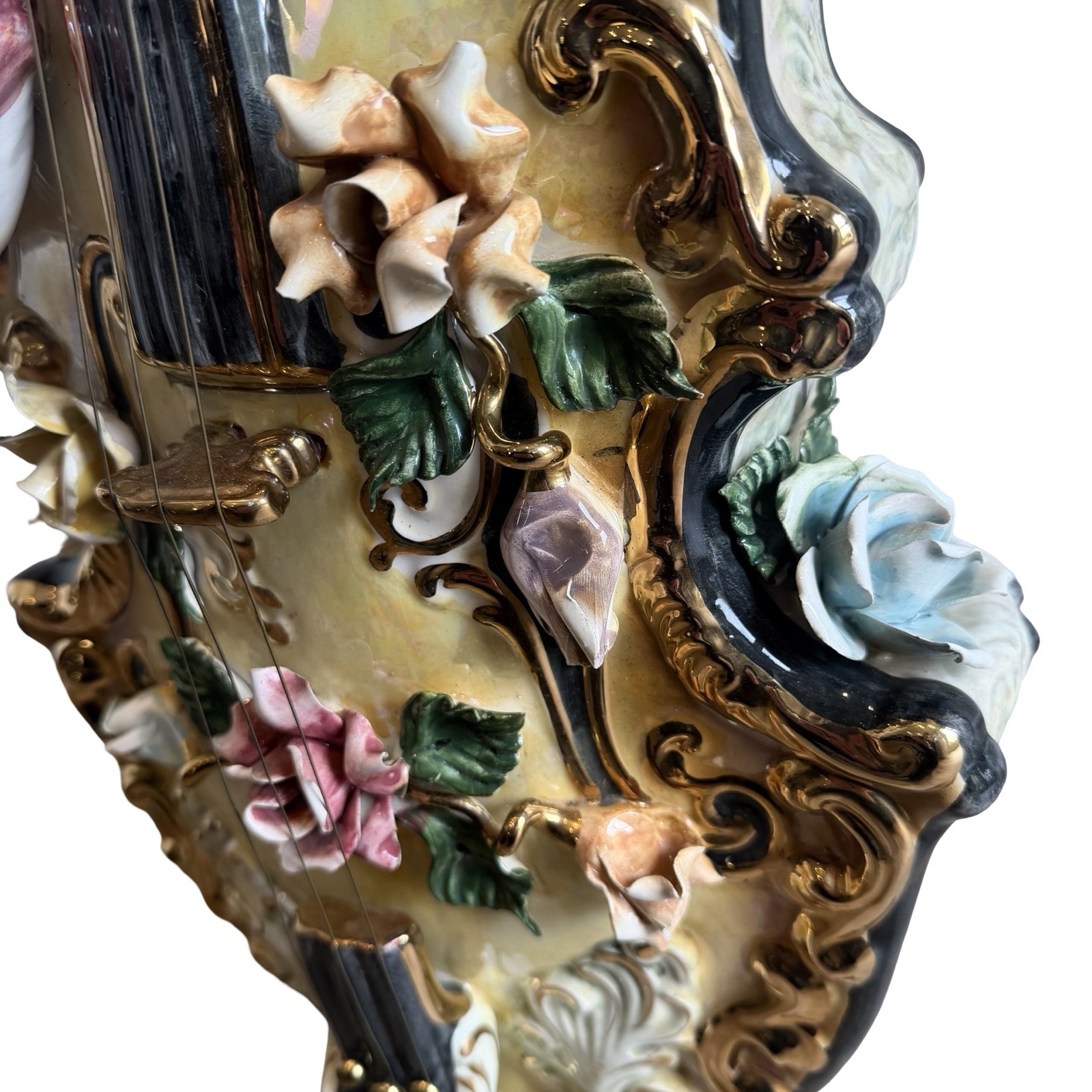 Large Capodimonte Cherub Table Lamp Italian Porcelain Figurine Decorative