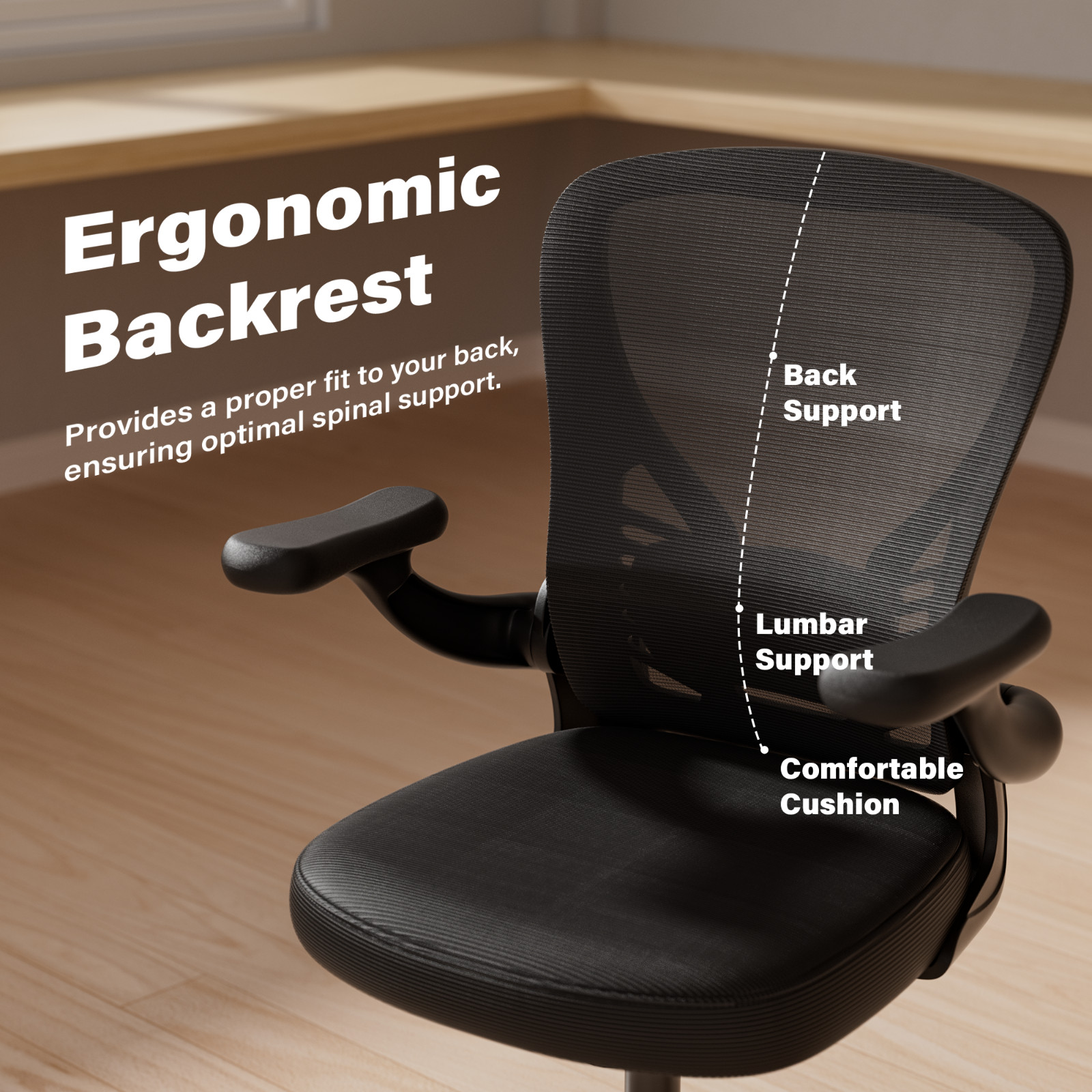 Mid Back Ergonomic Mesh Office Chair Swivel Computer Desk Chair with 3D Arm