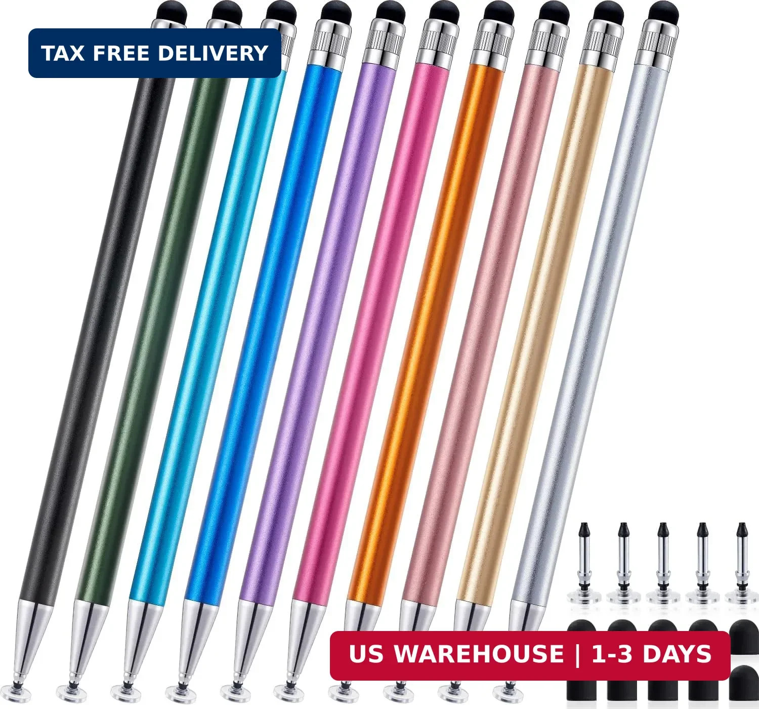 10 Pcs 2-in-1 Stylus Pen for Touchscreen, High Precision & Sensitivity S