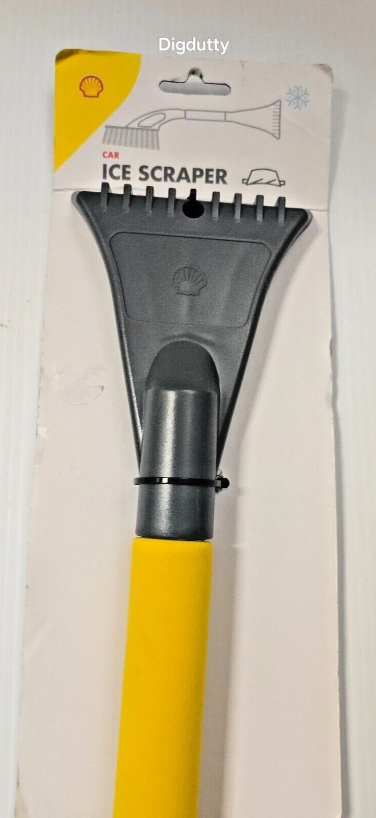 Shell LIGHTWEIGHT 24" Snowbrush W/ Bear Claw Car Ice Scraper - Yellow / Grey