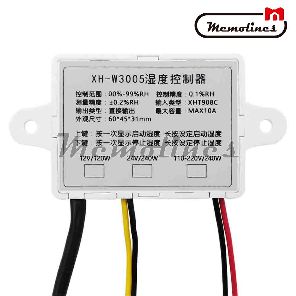 XH-W3005 AC110-220V 1500W LED Digit Humidity Controller Hygrometer Switch Sensor
