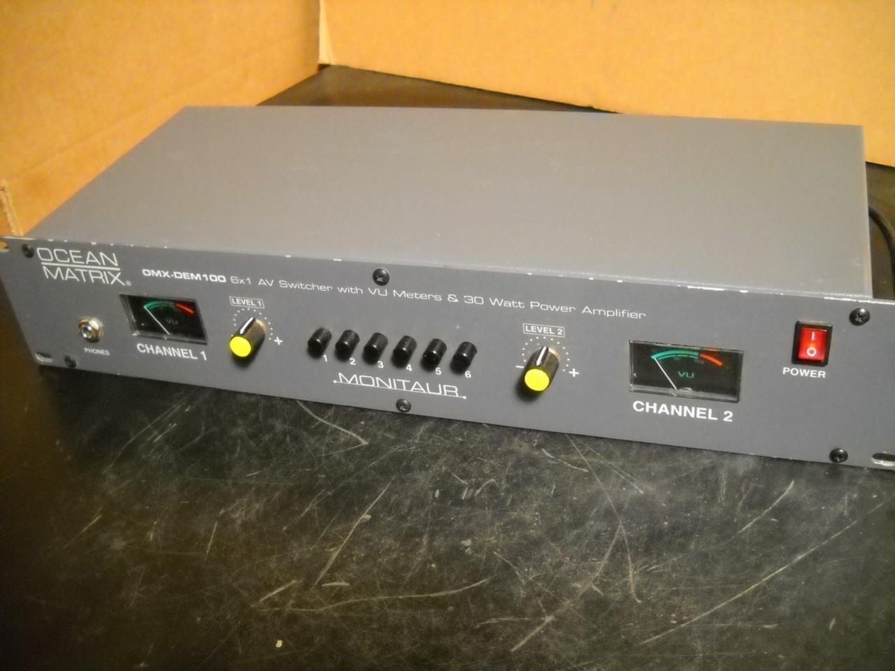 Ocean Matrix OMX-DEM 100 6X1 AV Switch W/ VU Meters & 30 Watt Power Amplifier