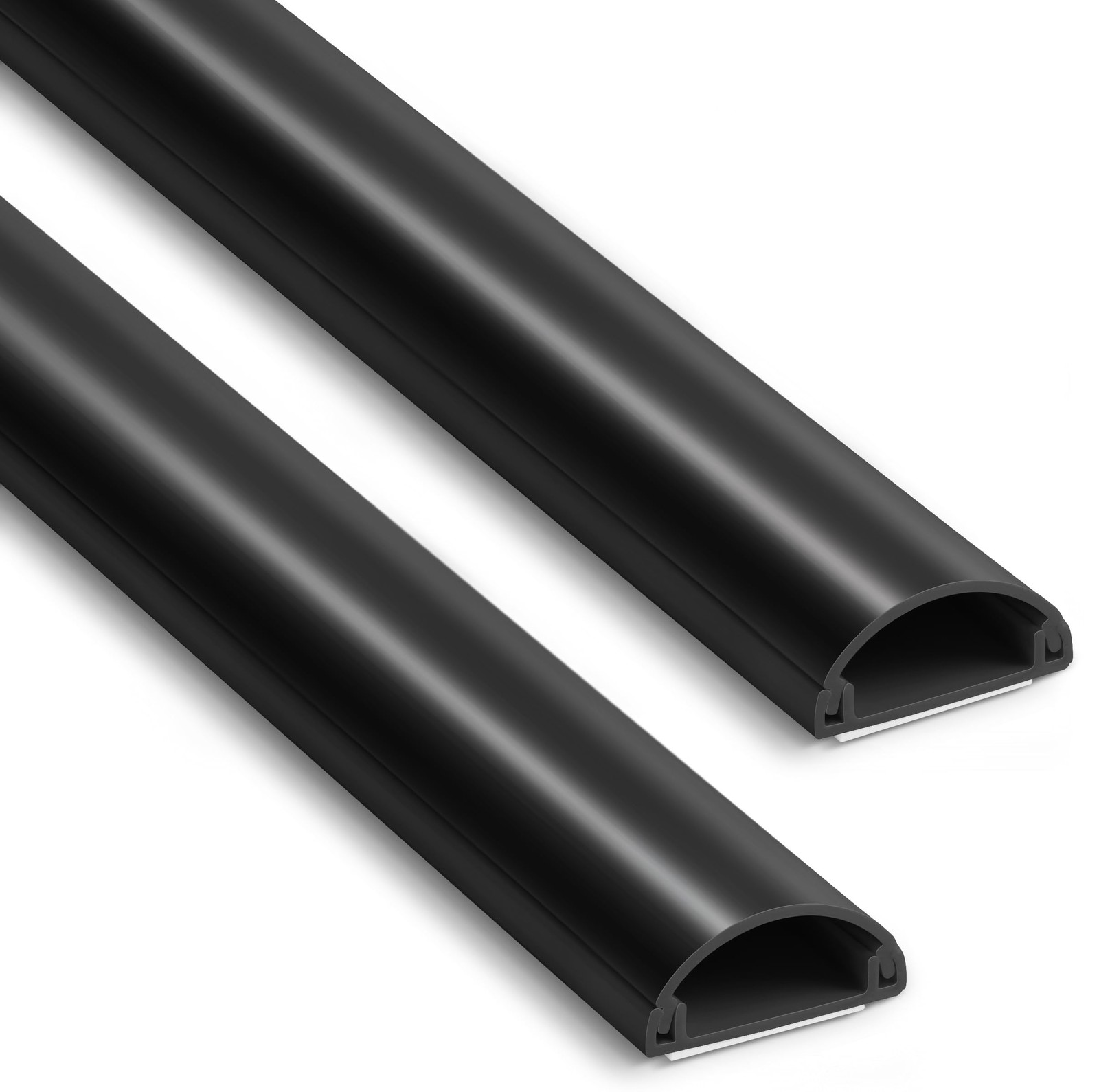 42.5in Cord Covers for 1-2 Wires on Wall, 1" W x 0.4" H, Black
