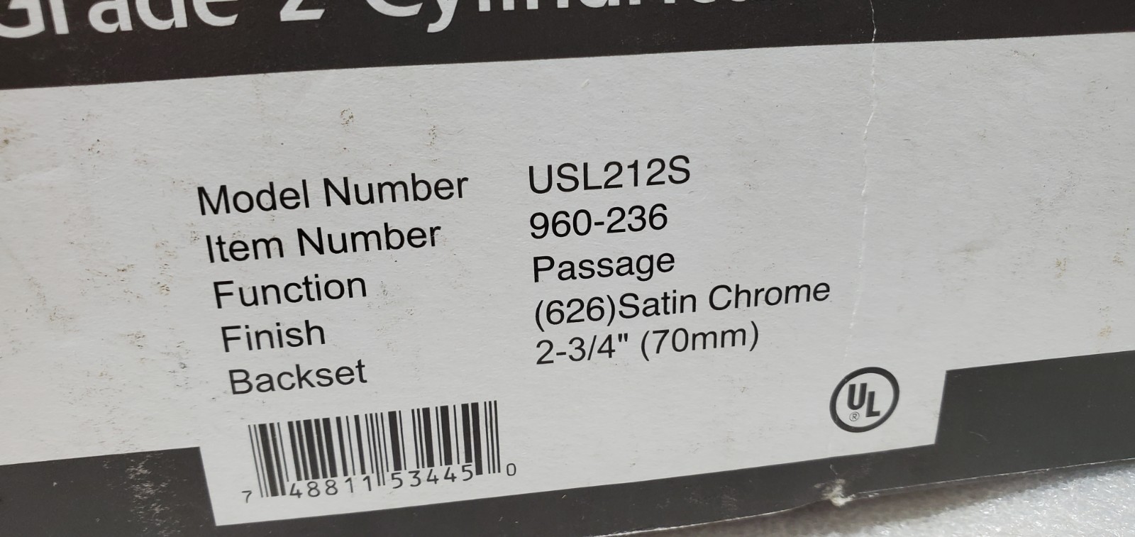 USCAN TOTAL SECURITY USL212S GRADE 2 CYLINDRICAL LEVERSET PASSAGE