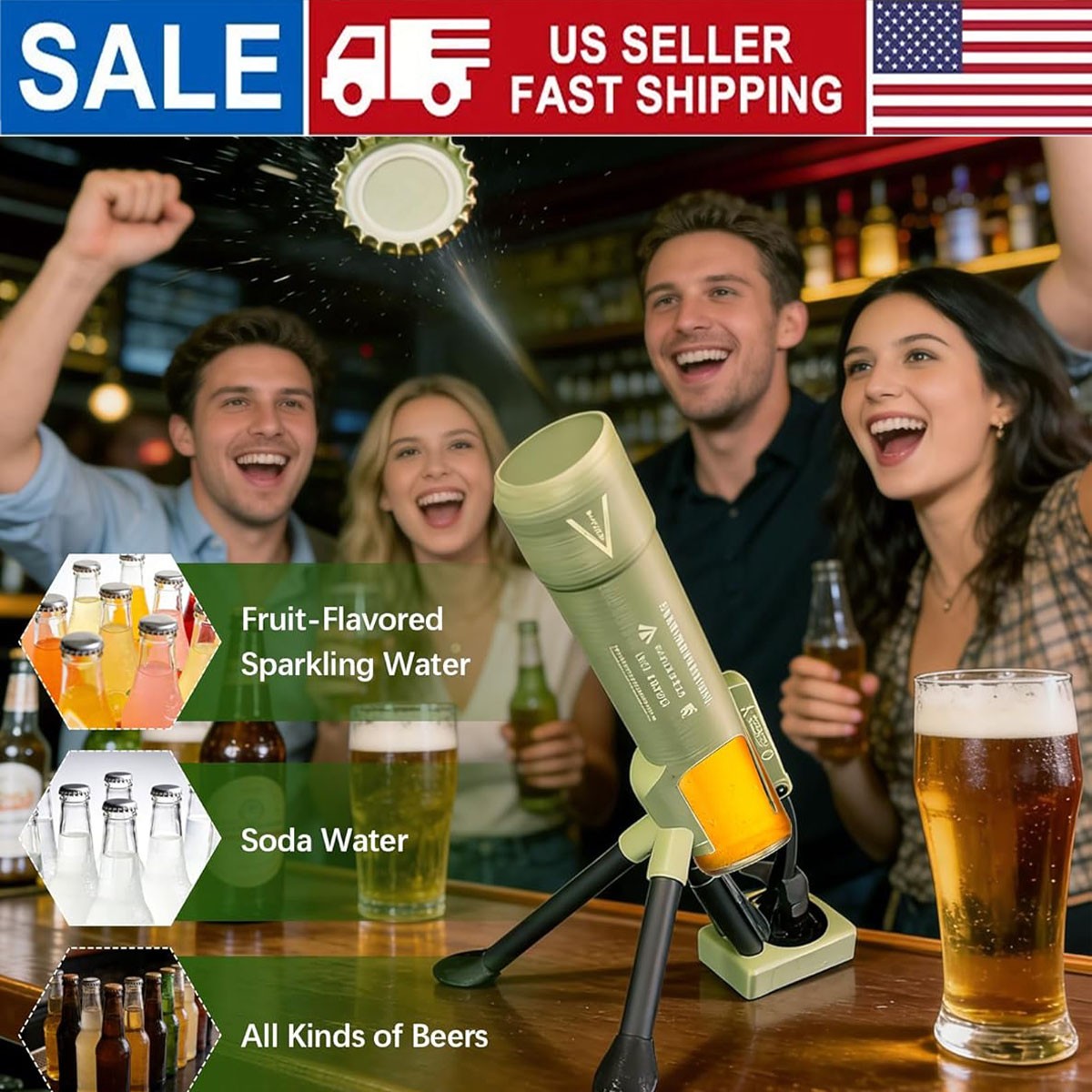 Beer Bottle Mortar Bottle Opener 51mm,Novelty Push Down Opener Party Gift