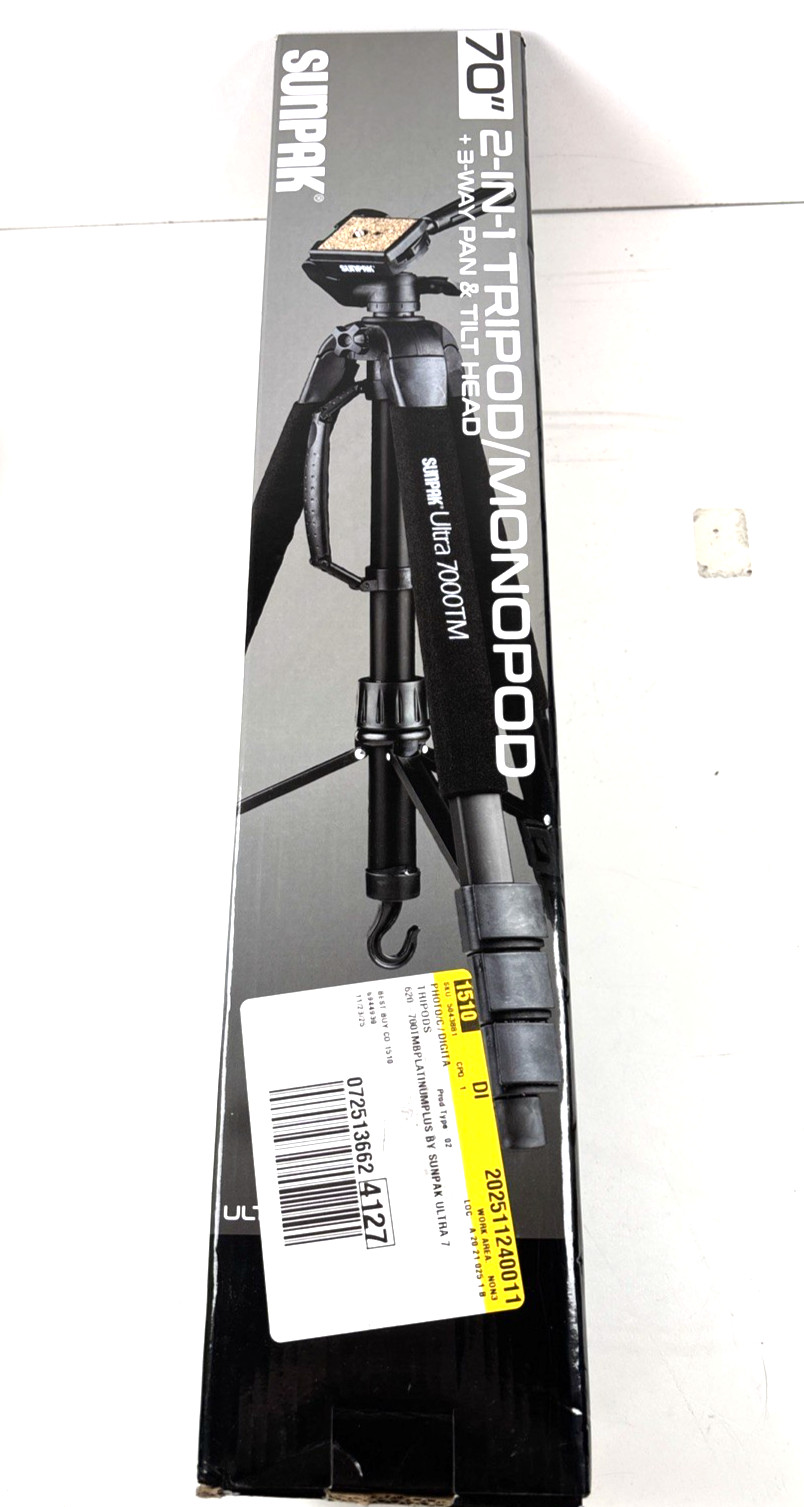 Sunpak PlatinumPlus Ultra 7000 2-in-1 70" Tripod and Monopod - Black