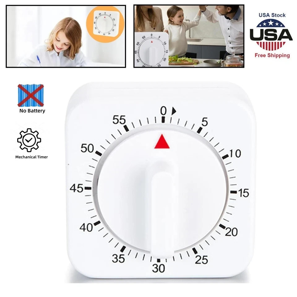 1 Pack 60 Minute Mechanical Kitchen Timer Loud Ring Wind Up Cooking Alarm