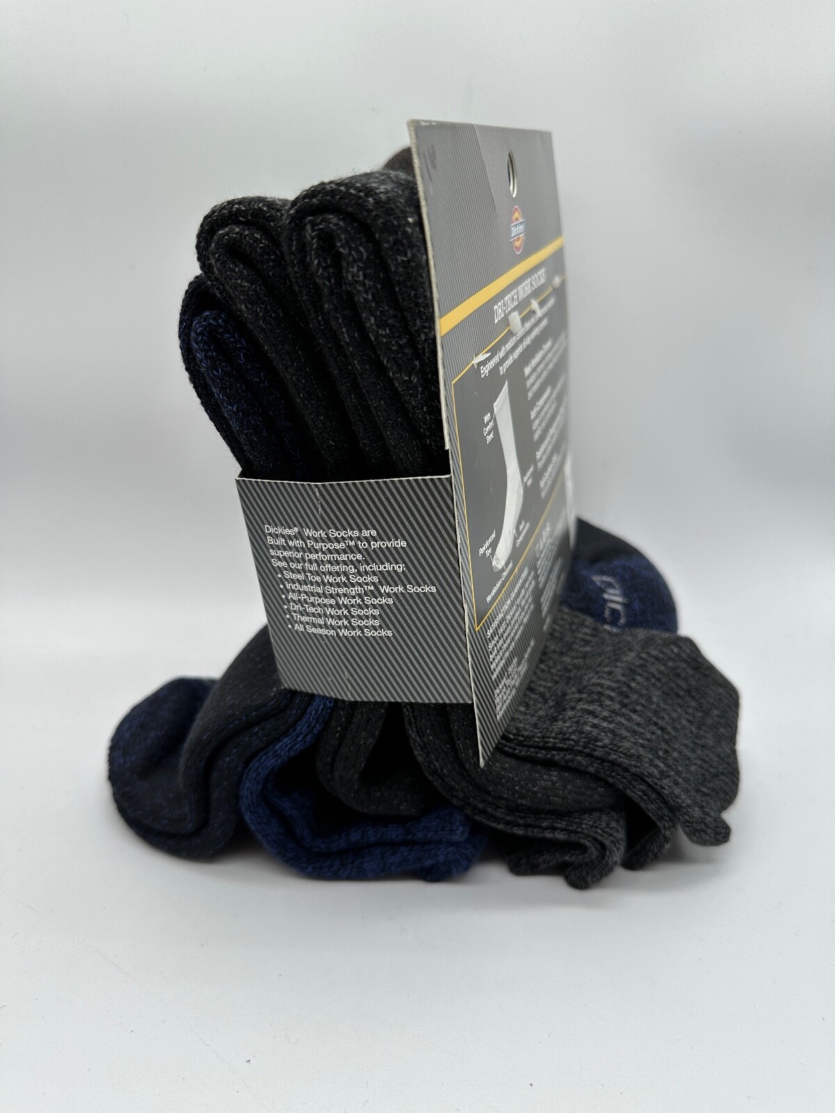 NEW 6 PACKS DICKIES DRI-TECK CREW WORK SOCKS MENS SOCKS BLACK- BROWN 6-12