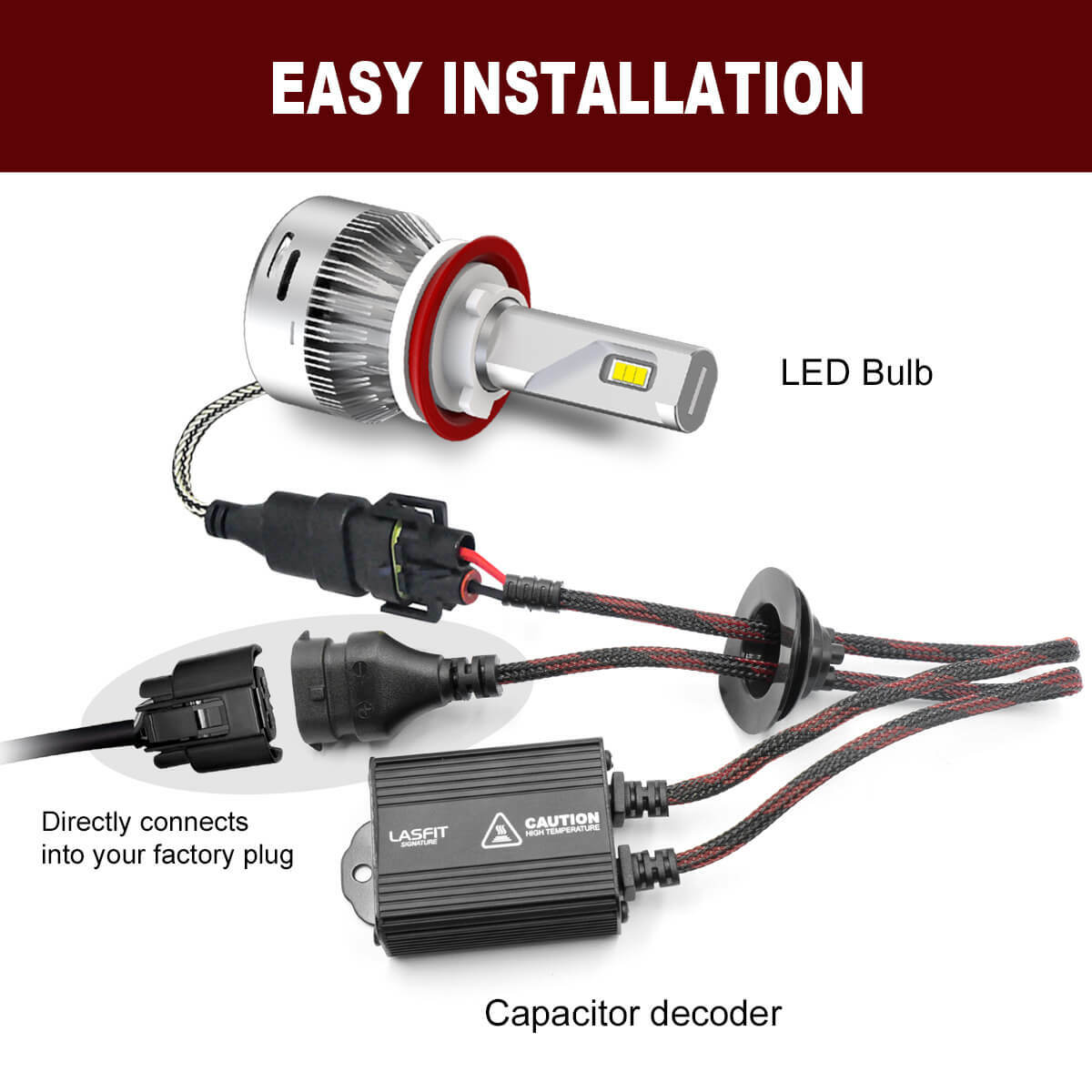 LASFIT H11 LED Bulbs Canbus Decoder Error Free Warning Canceller Anti Flicker