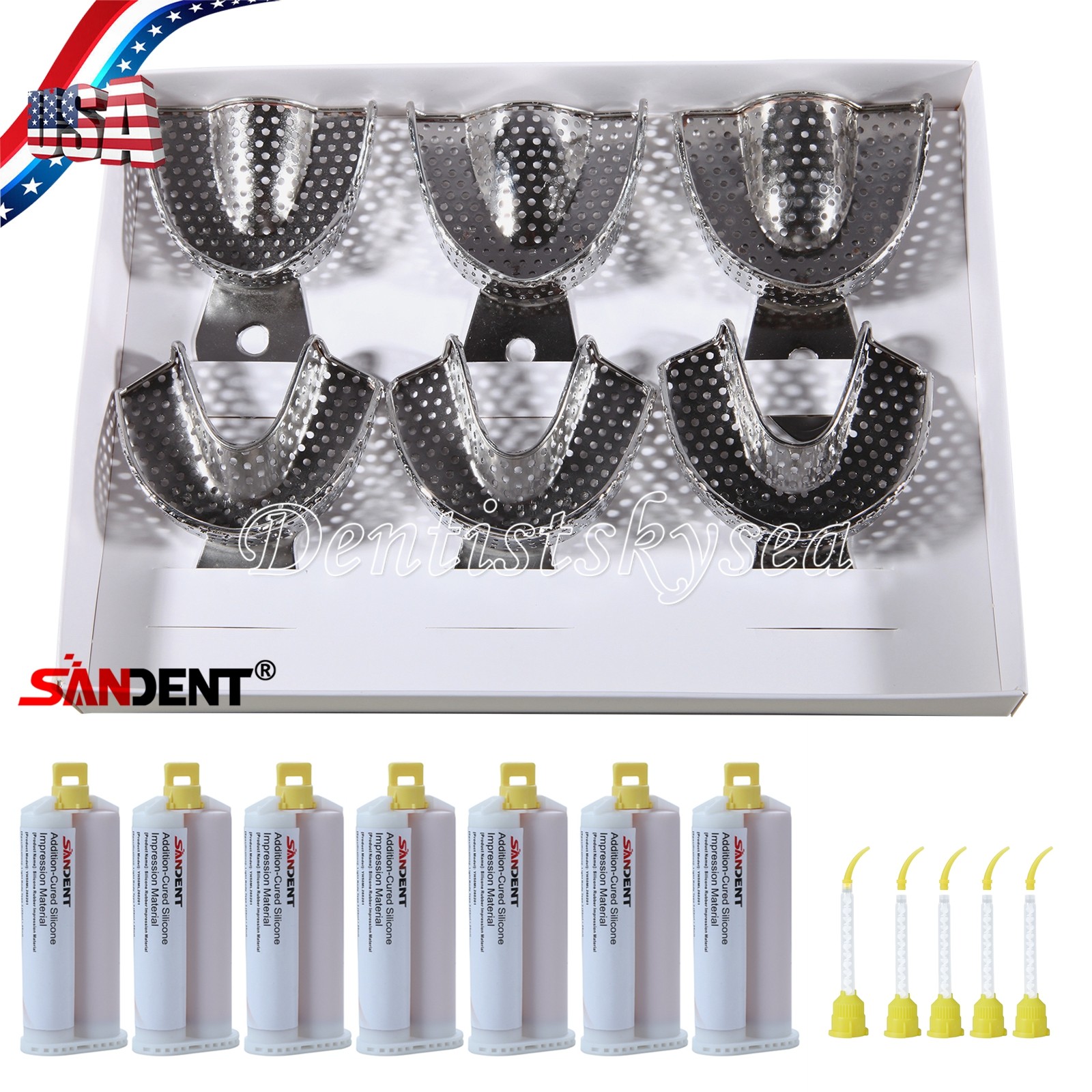 Dental Autoclavable Metal Impression Trays LIGTT BODY Fast VPS PVS Cartridge