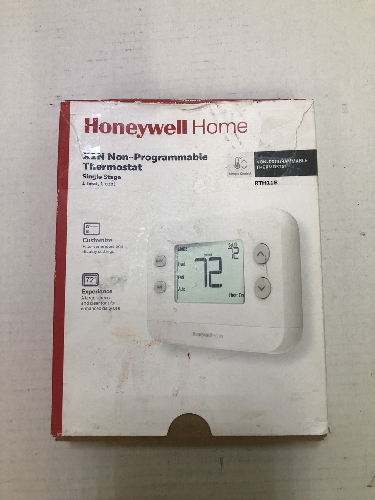 Honeywell Home X1N Non-Prog Thermostat, Sgl Stage, 1-Heat/1-Cool Untested