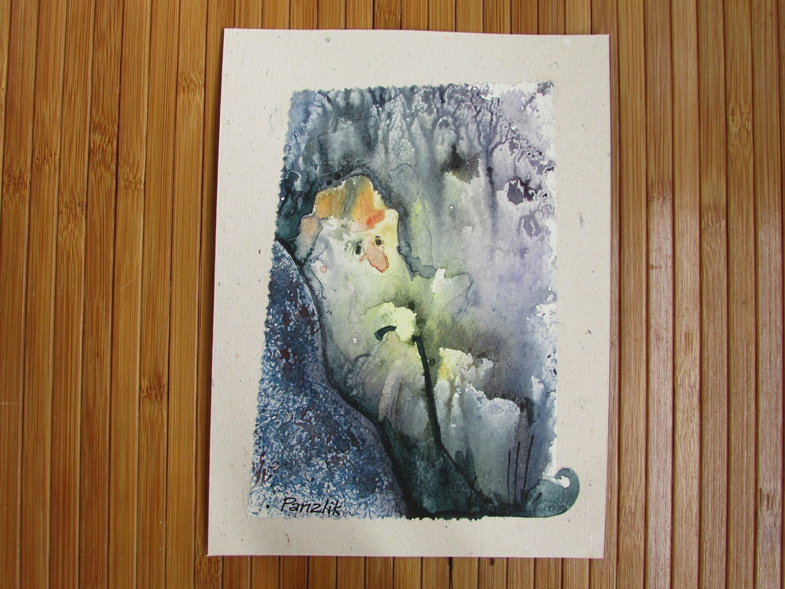 Forest spirit, fairy gnome Halloween greeting card Original watercolor painting